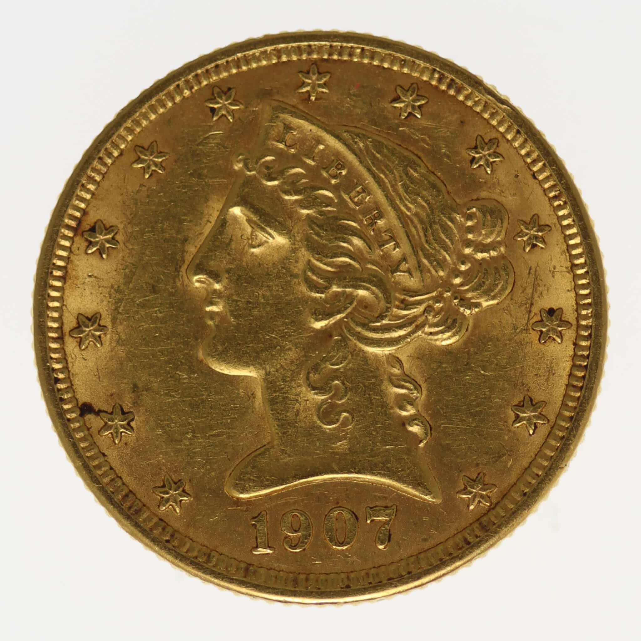 usa - USA 5 Dollars 1907 D Liberty / Kopf
