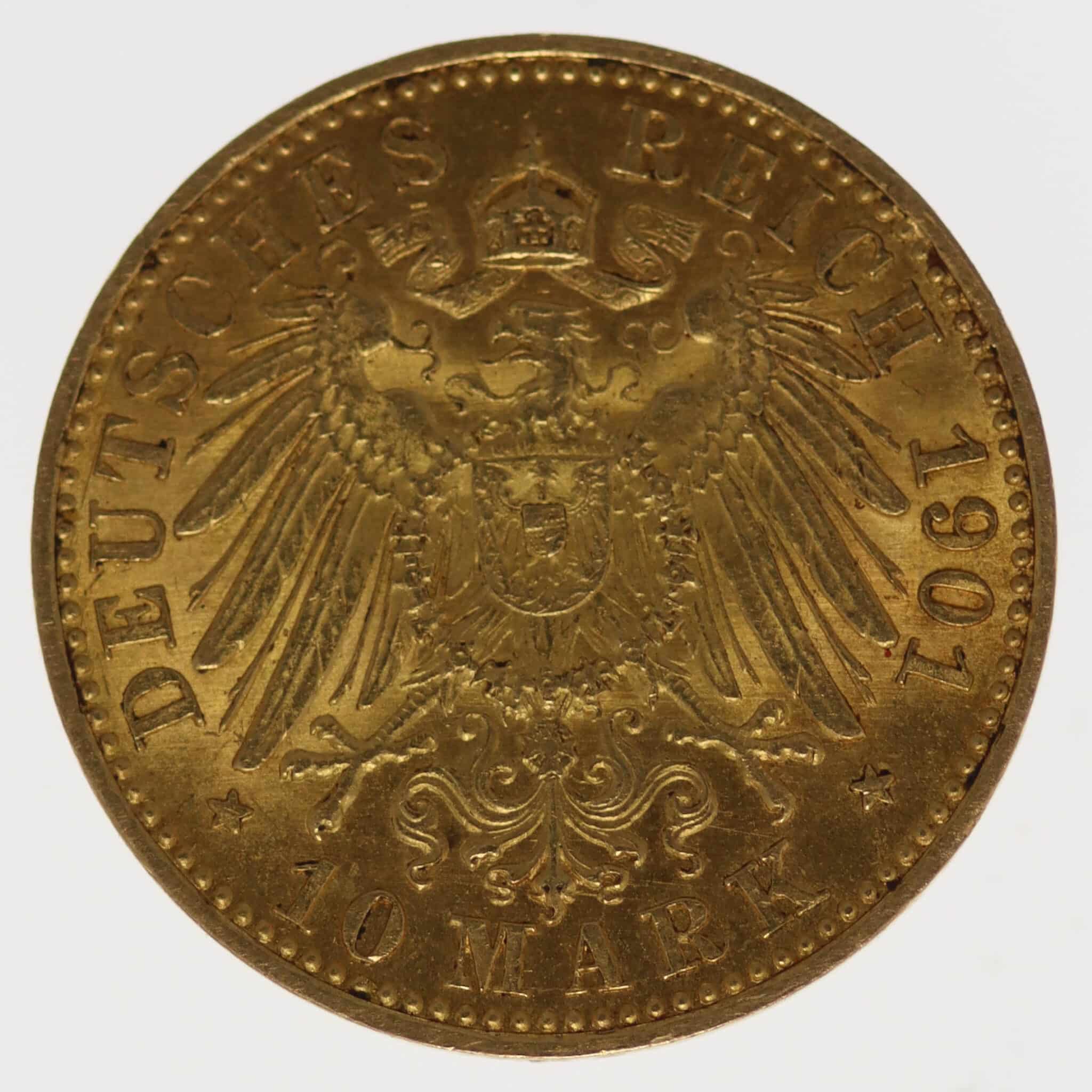 deutsches-kaiserreich-ab-1871 - Lübeck Stadtwappen 10 Mark 1901
