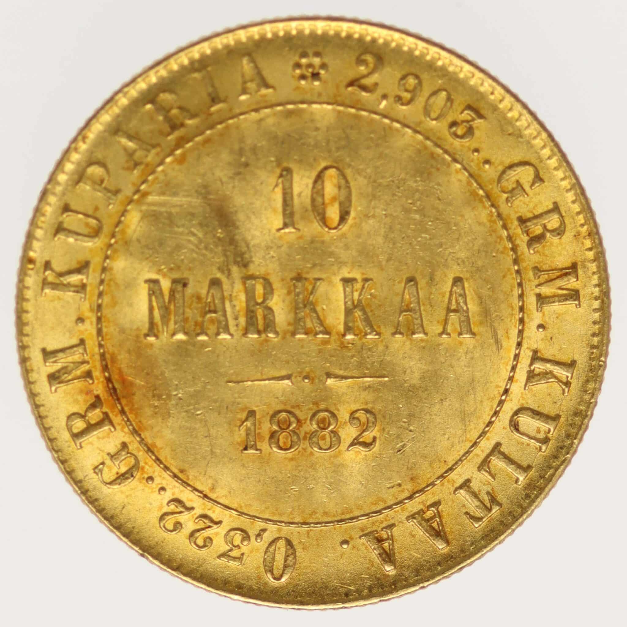 finnland - Finnland Alexander III. 10 Markkaa 1882