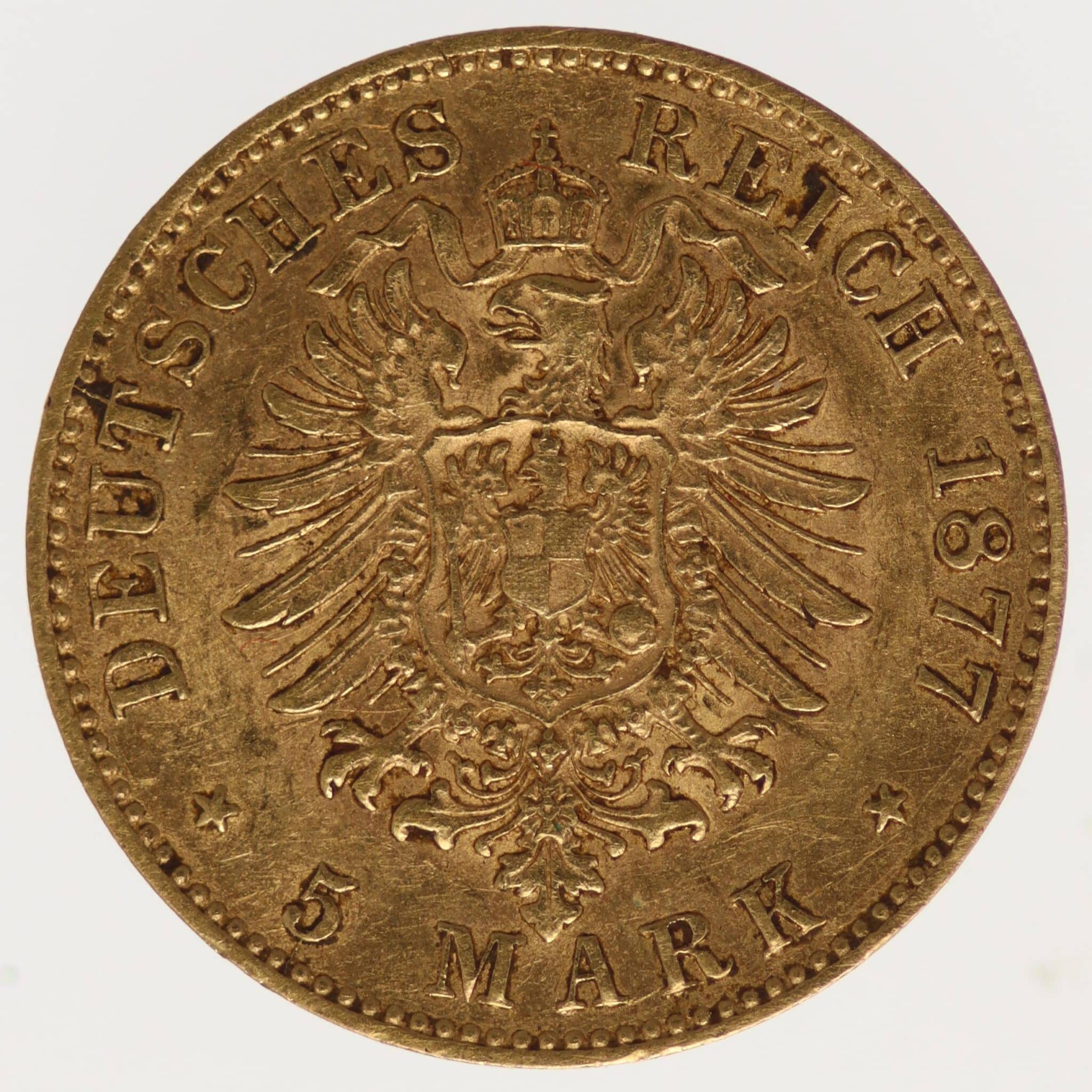 deutsches-kaiserreich-ab-1871 - Bayern Ludwig II. 5 Mark 1877