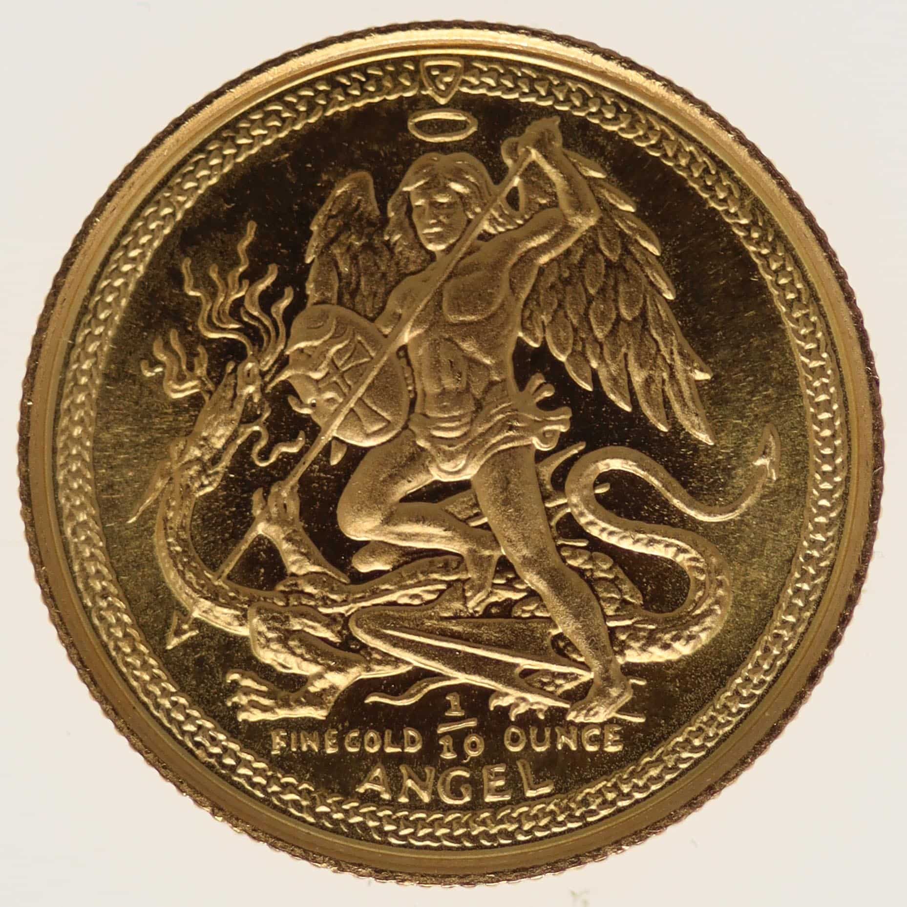 isle-of-man - Isle of Man Elisabeth II. 1/10 OZ 1985 Angel