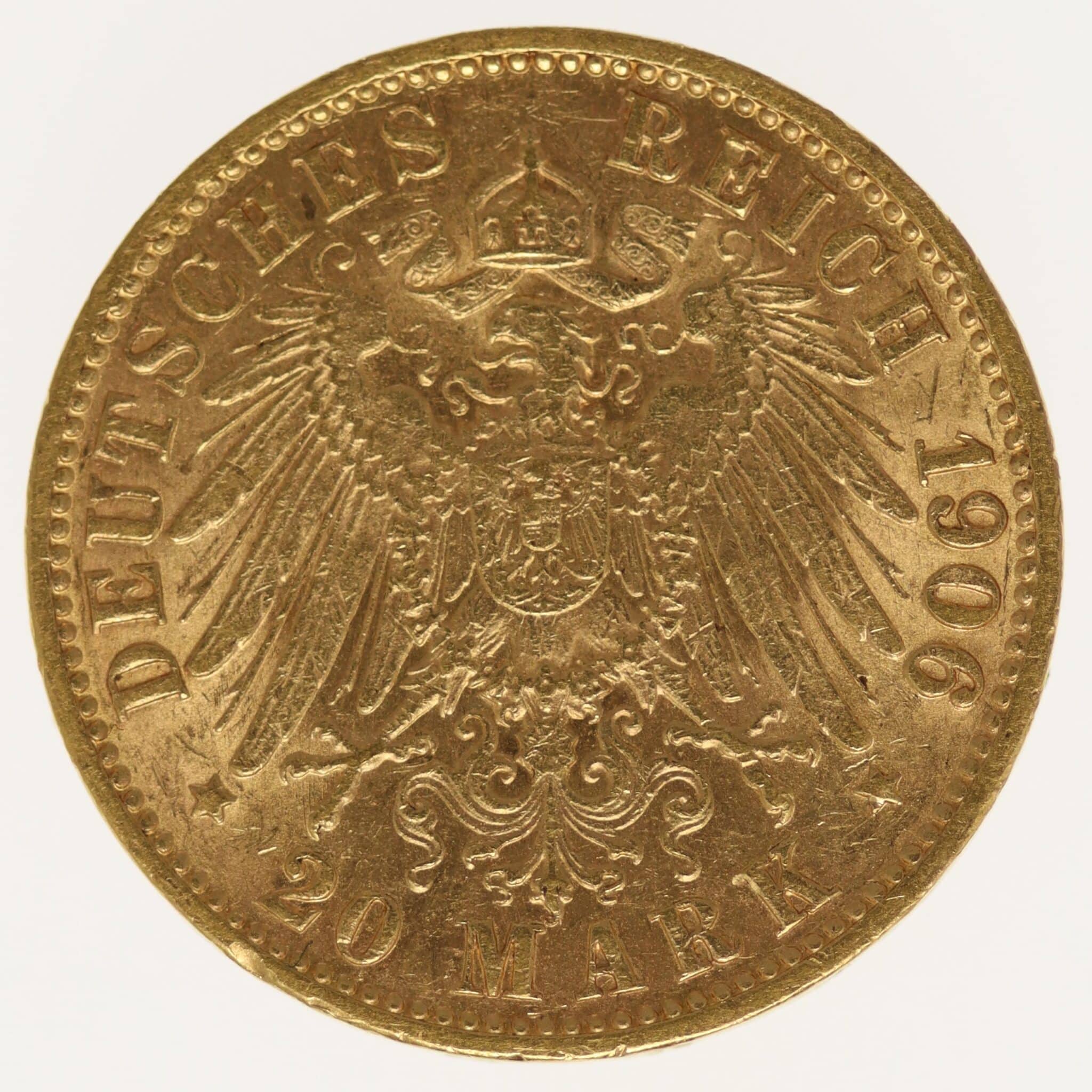 deutsches-kaiserreich-ab-1871 - Preussen Wilhelm II. 20 Mark 1906 J