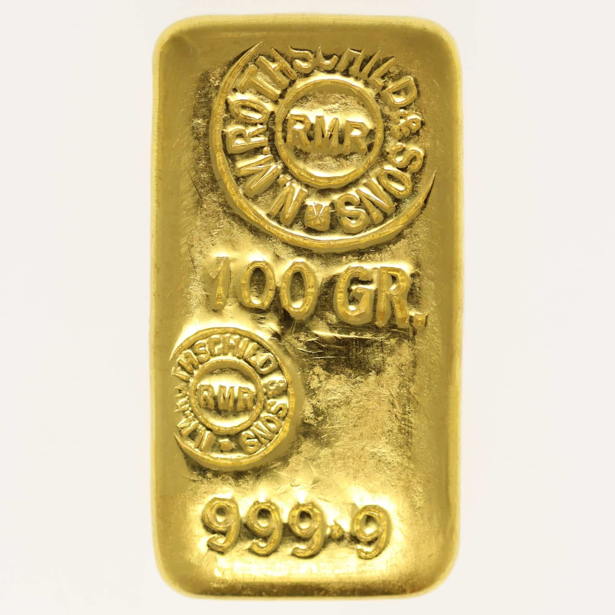 goldbarren - Goldbarren 100 Gramm Großbritannien N.M. Rothschild & Sons Limited