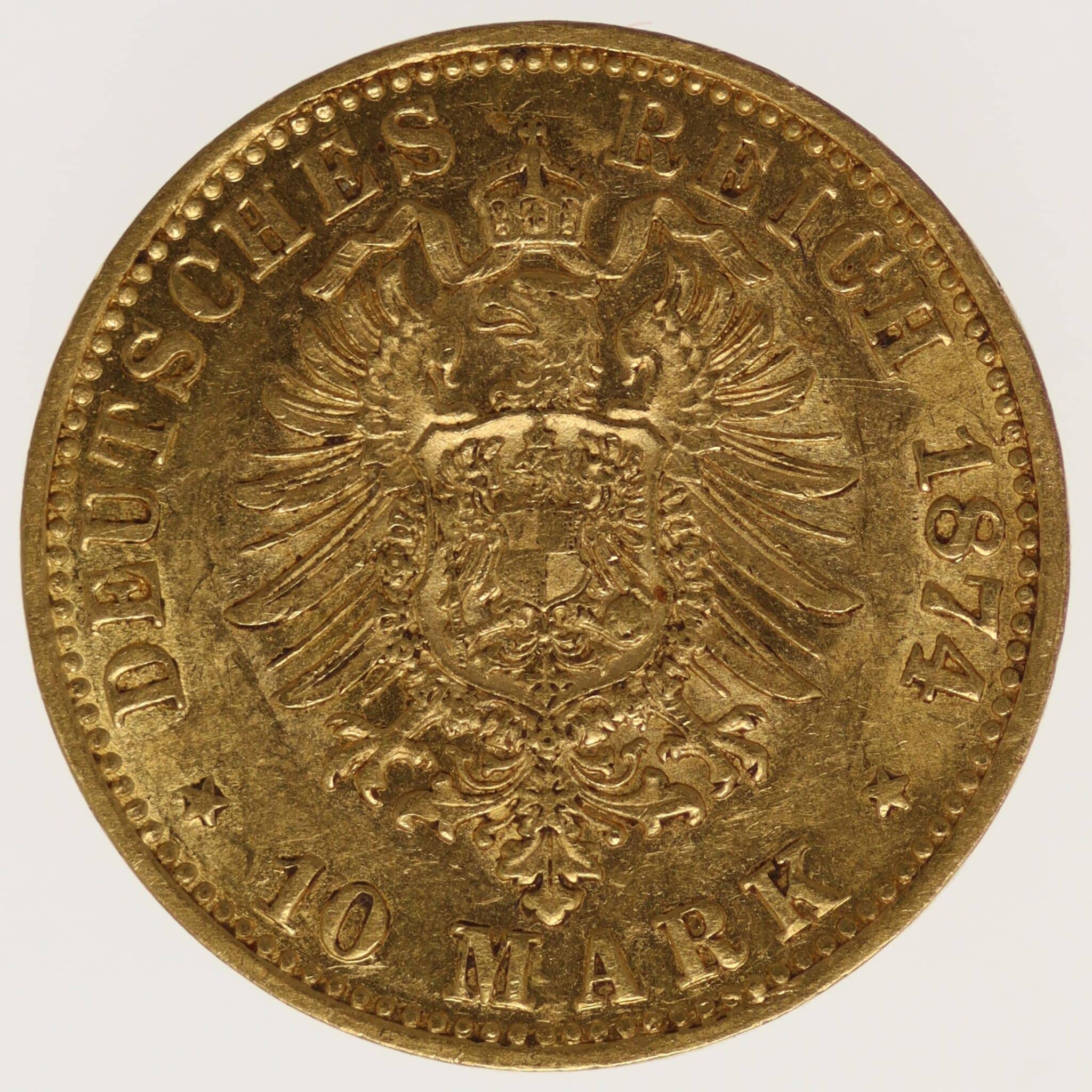 deutsches-kaiserreich-ab-1871 - Bayern Ludwig II. 10 Mark 1874