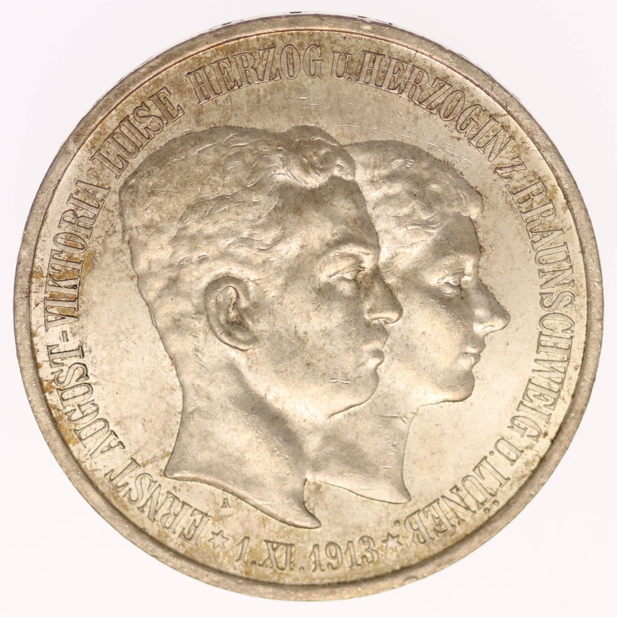 deutsches-kaiserreich-ab-1871-deutsche-silbermuenzen - Braunschweig Lüneburg Ernst August 5 Mark 1915