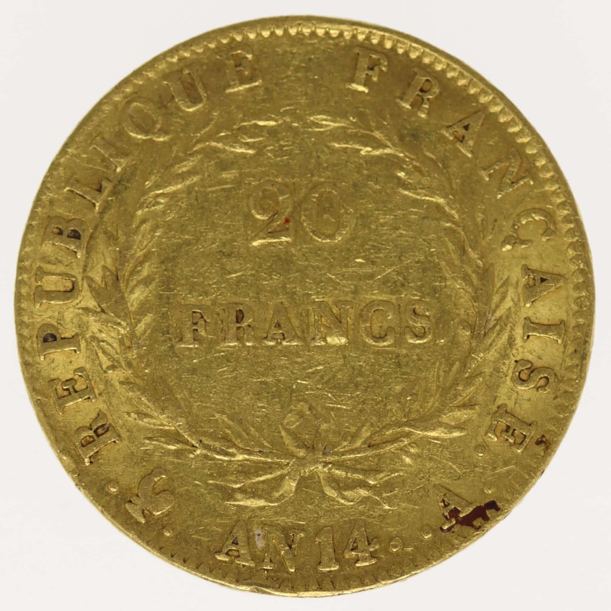 frankreich - Frankreich Napoleon I. 20 Francs AN 14
