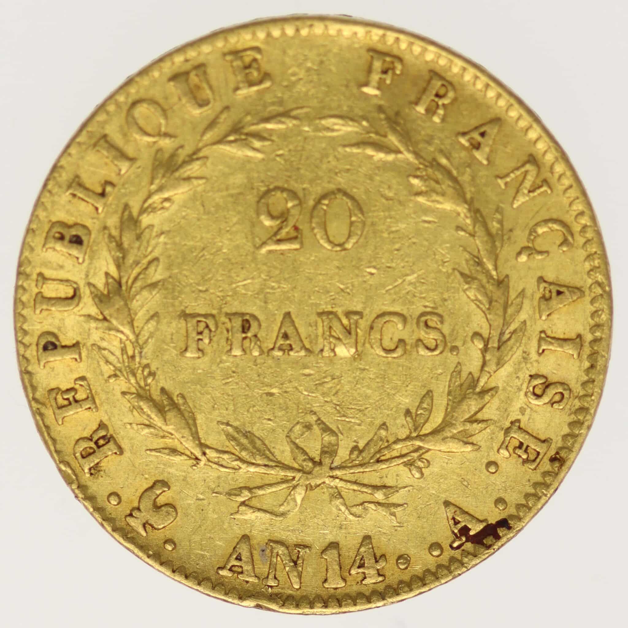 frankreich - Frankreich Napoleon I. 20 Francs AN 14