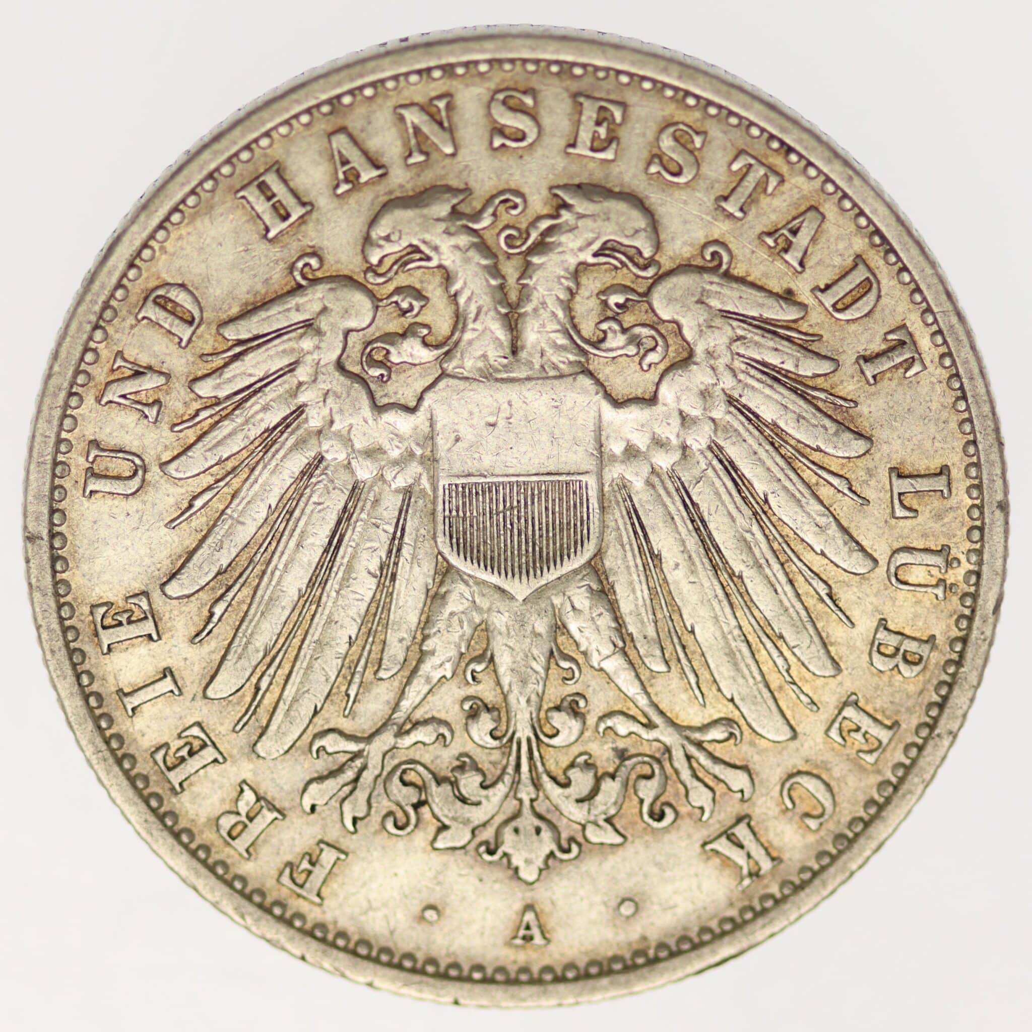 deutsches-kaiserreich-ab-1871-deutsche-silbermuenzen - Lübeck Stadtwappen 2 Mark 1906