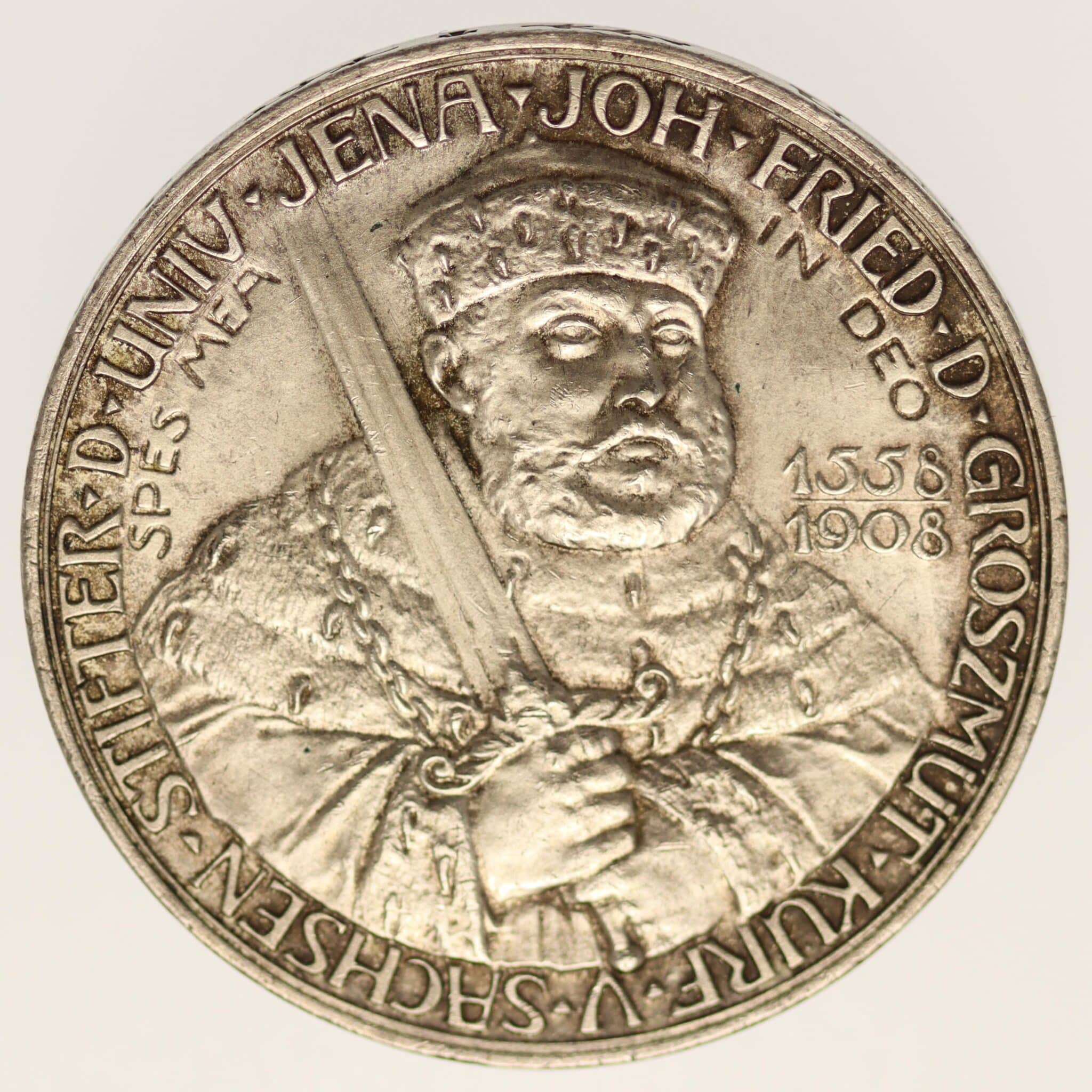 deutsches-kaiserreich-ab-1871-deutsche-silbermuenzen - Sachsen Weimar Eisenach Wilhelm Ernst 5 Mark 1908