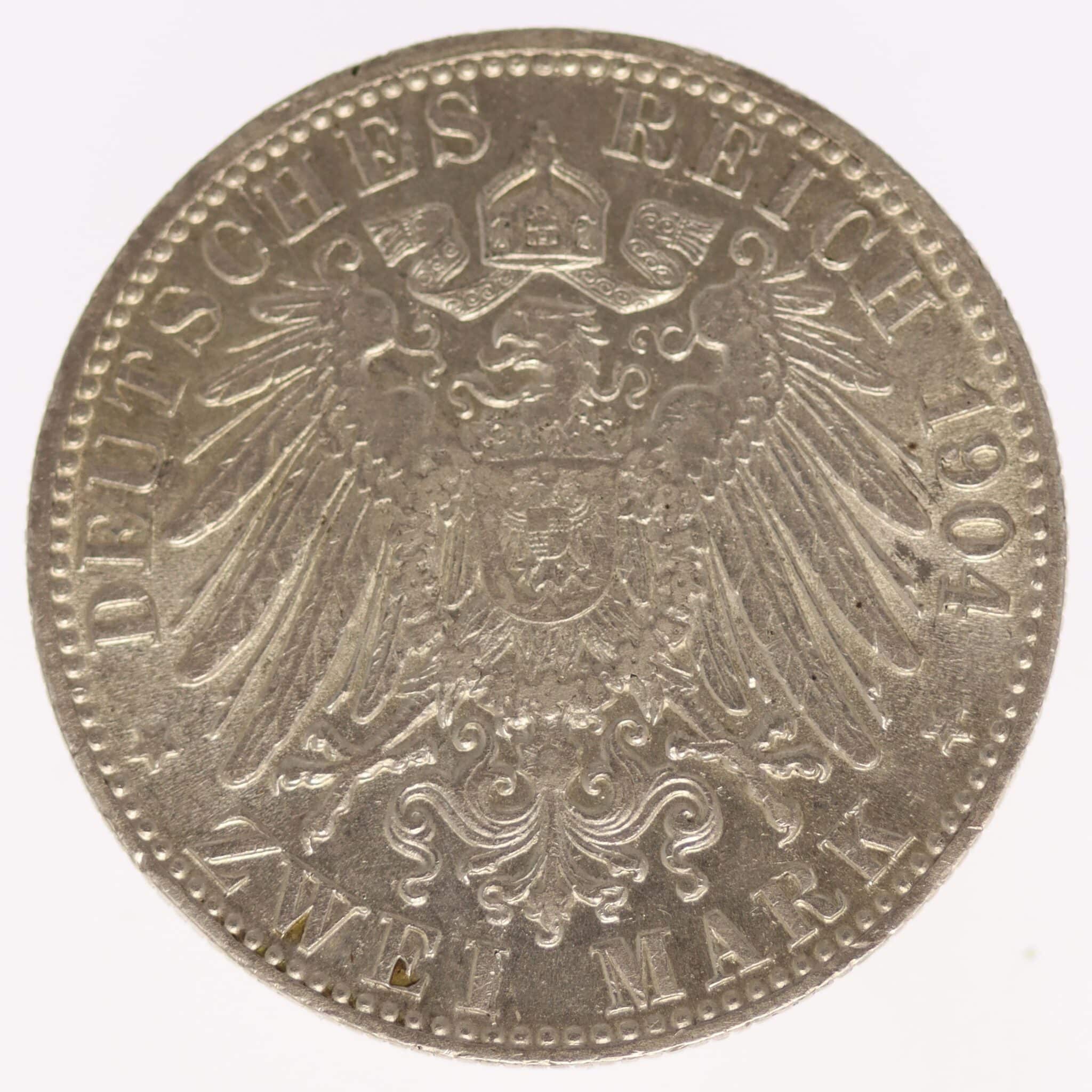 deutsches-kaiserreich-ab-1871-deutsche-silbermuenzen - Bremen Stadtwappen 2 Mark 1904