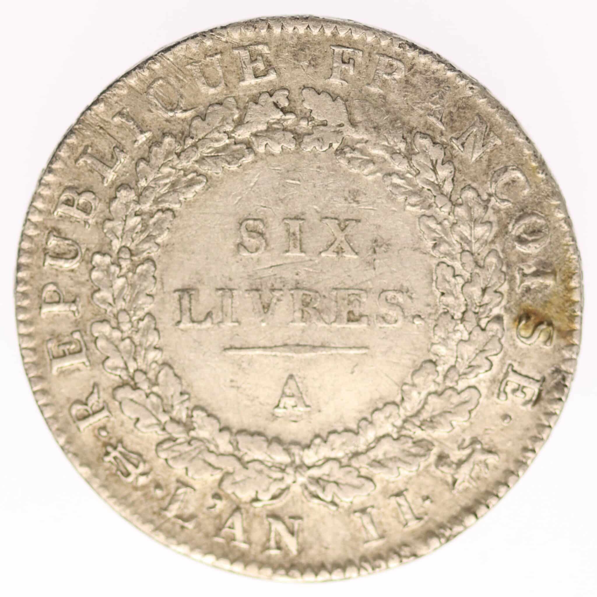 frankreich-silbermuenzen-uebriges-europa - Frankreich 6 Livres 1793 A