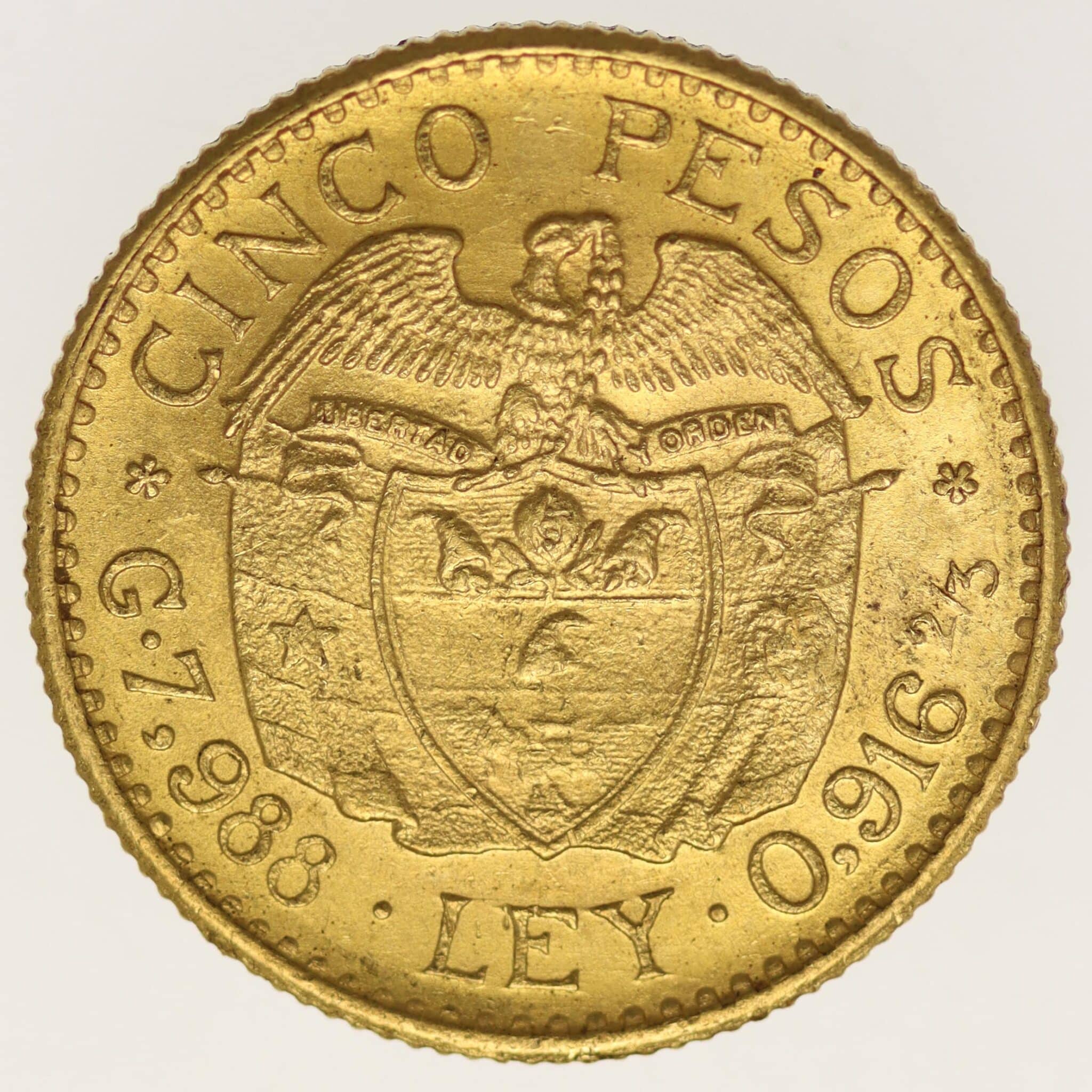 kolumbien - Kolumbien 5 Pesos 1927
