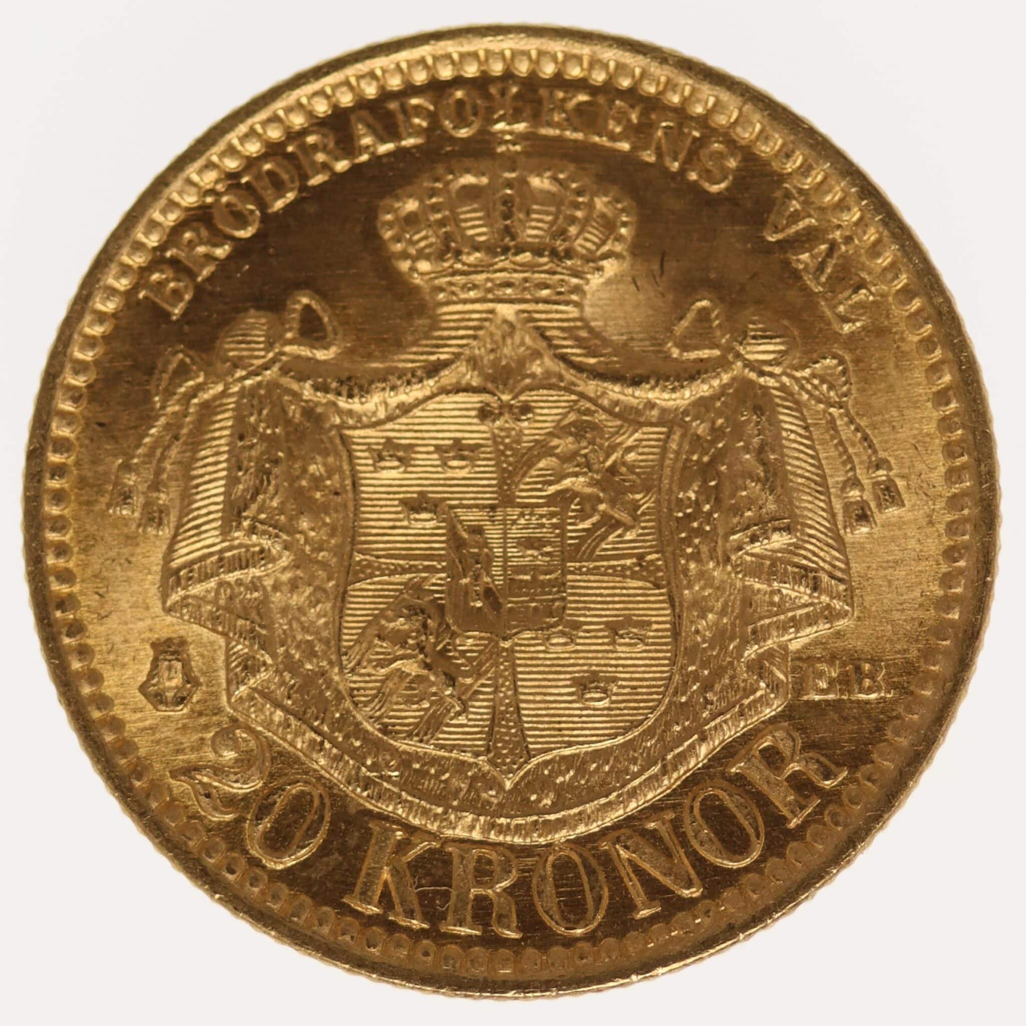 schweden - Schweden Oskar II. 20 Kronen 1889 E.B.