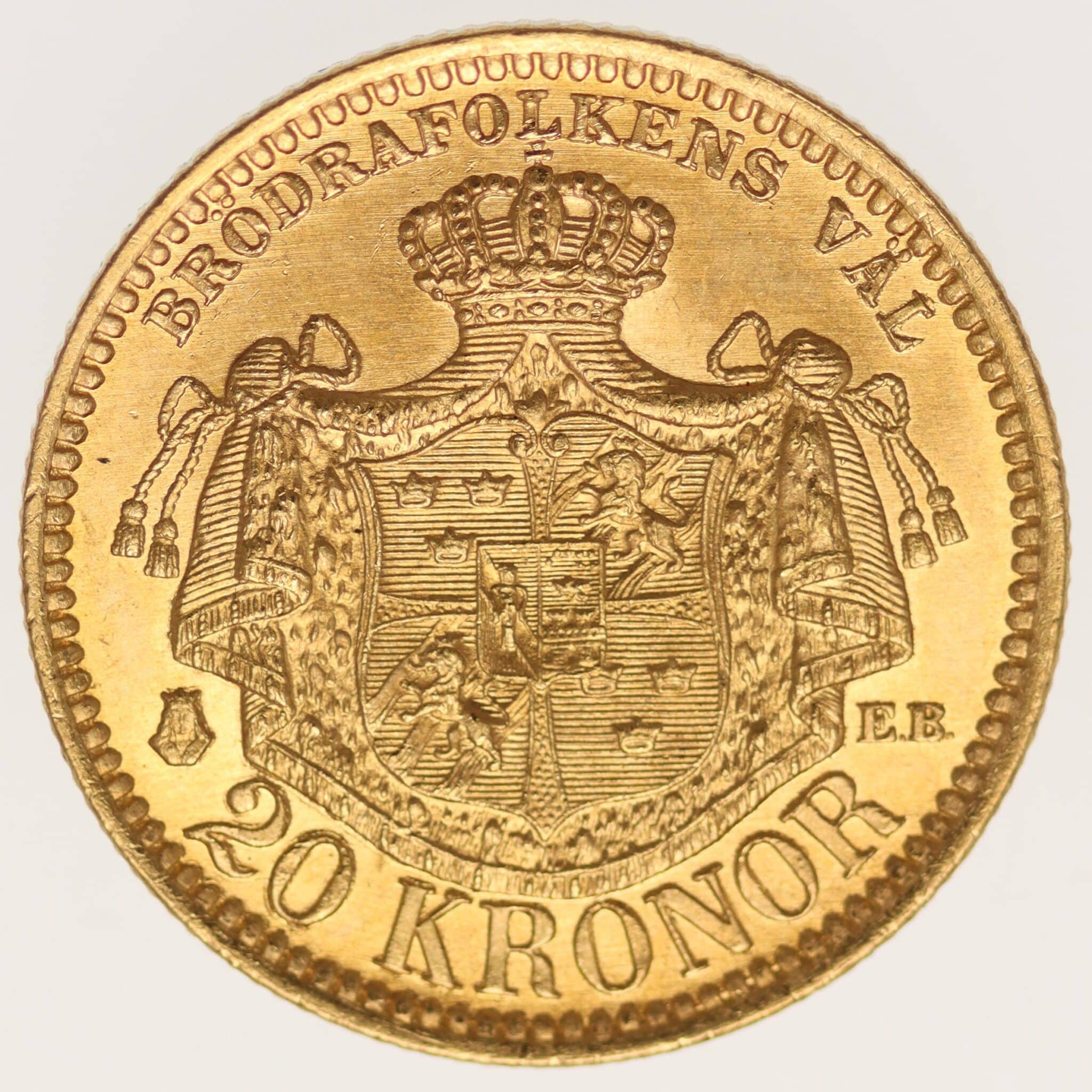 schweden - Schweden Oskar II. 20 Kronen 1889 E.B.