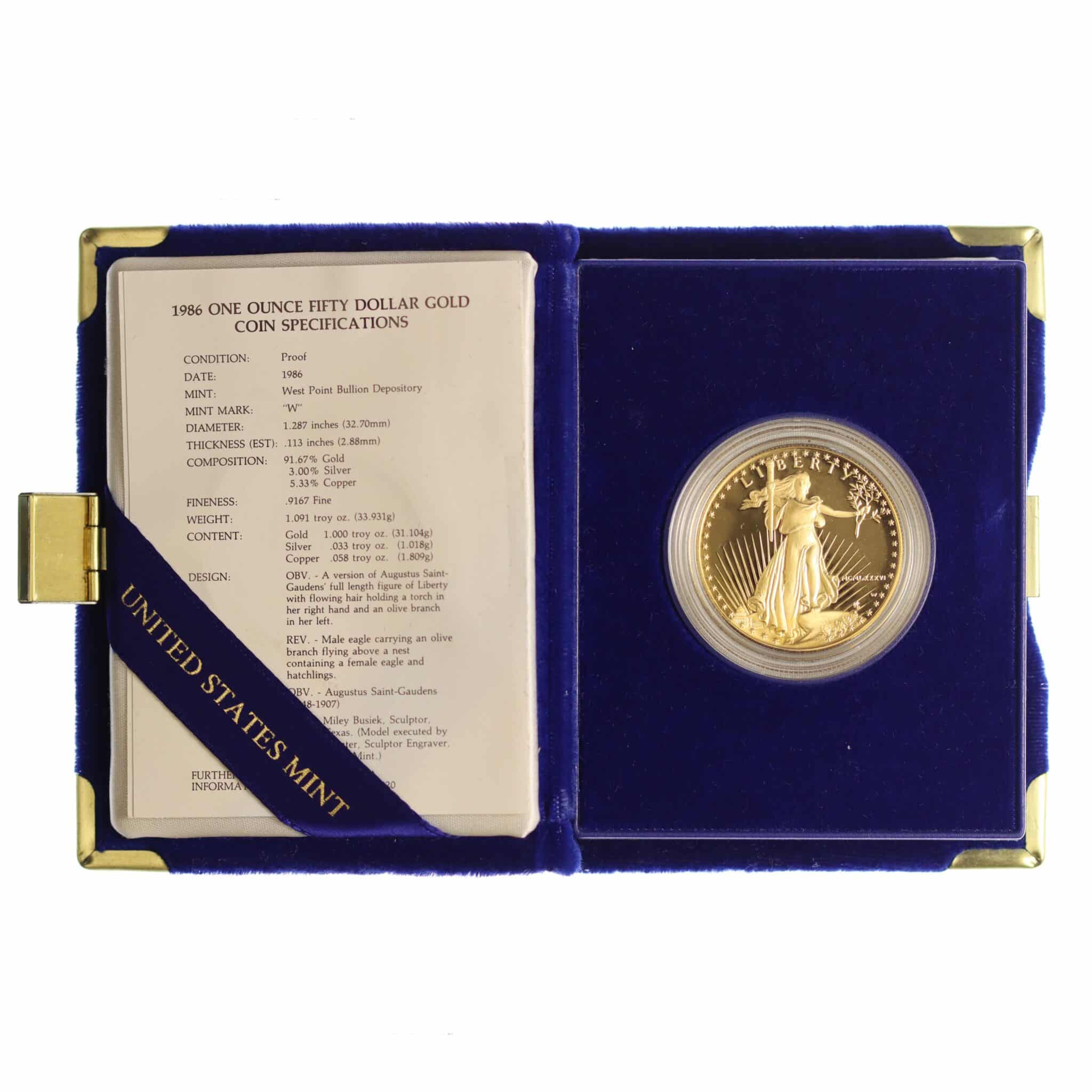 usa - USA 50 Dollars 1986 American Eagle proof