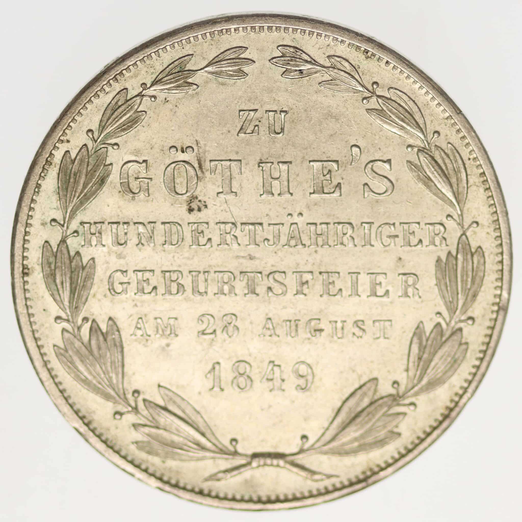 altdeutschland-deutsche-silbermuenzen - Frankfurt Stadt Doppelgulden 1849 Goethe