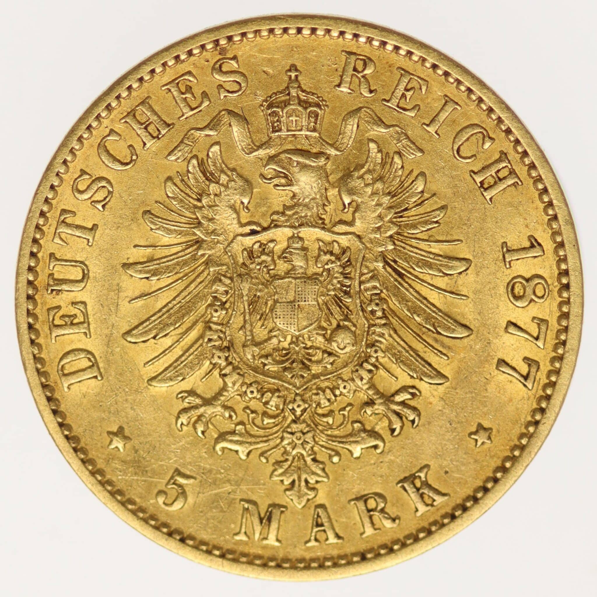 deutsches-kaiserreich-ab-1871 - Hamburg Stadtwappen 5 Mark 1877