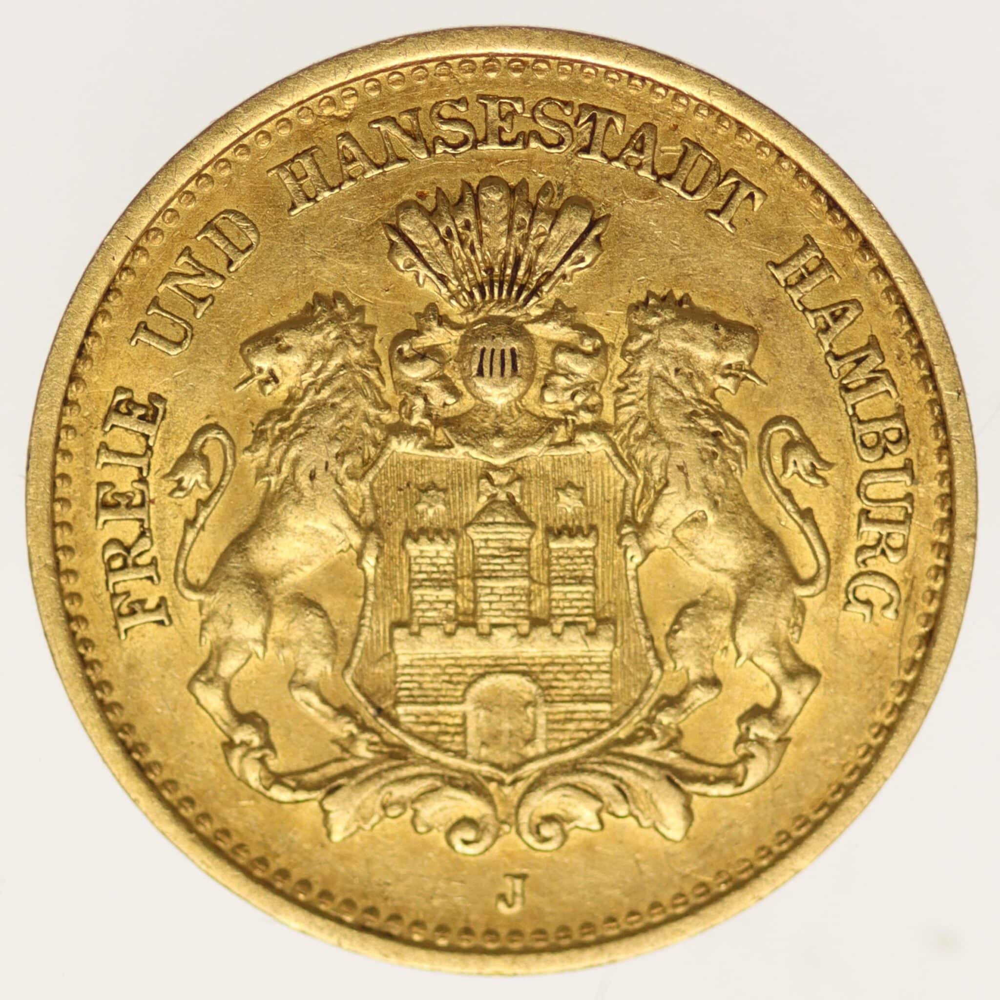 deutsches-kaiserreich-ab-1871 - Hamburg Stadtwappen 5 Mark 1877