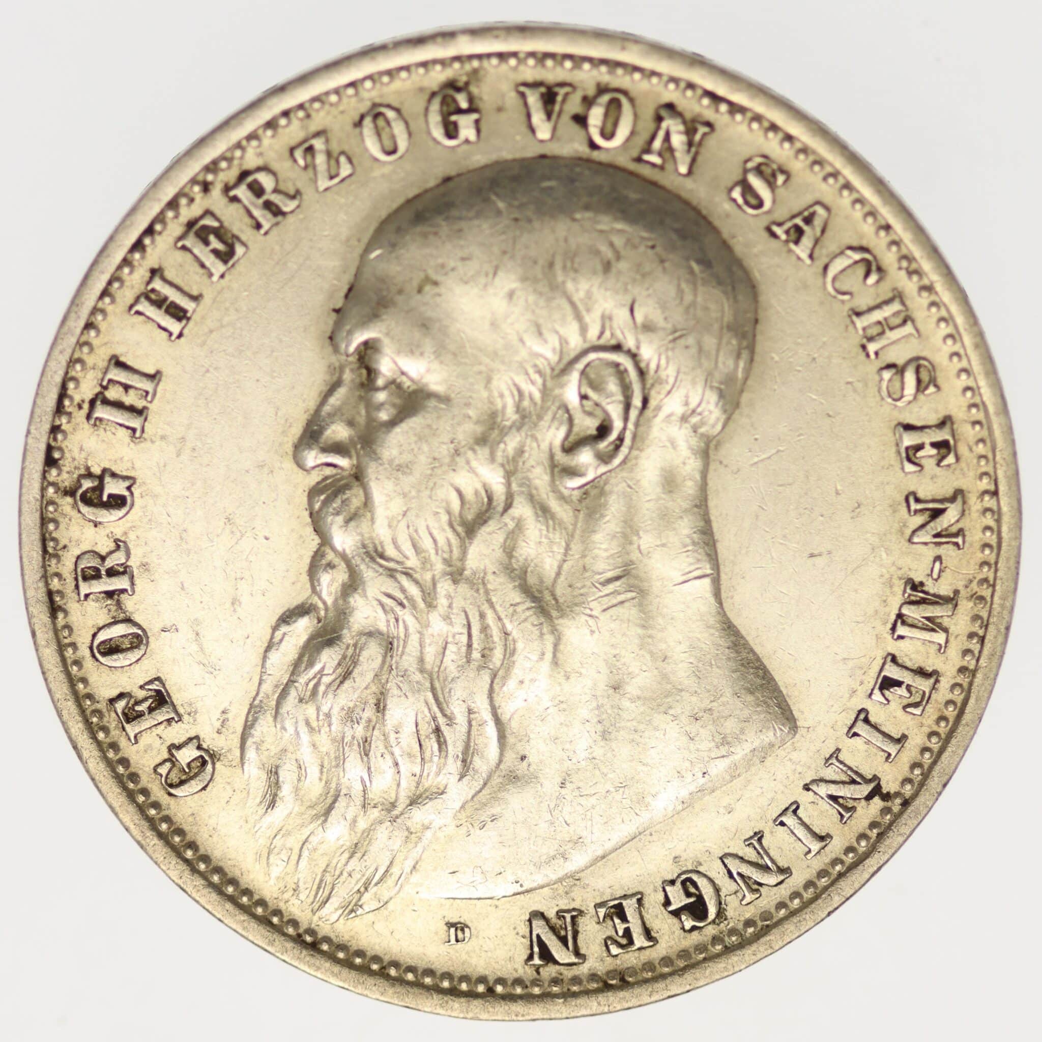 deutsches-kaiserreich-ab-1871-deutsche-silbermuenzen - Sachsen Meiningen Georg II. 3 Mark 1913 D