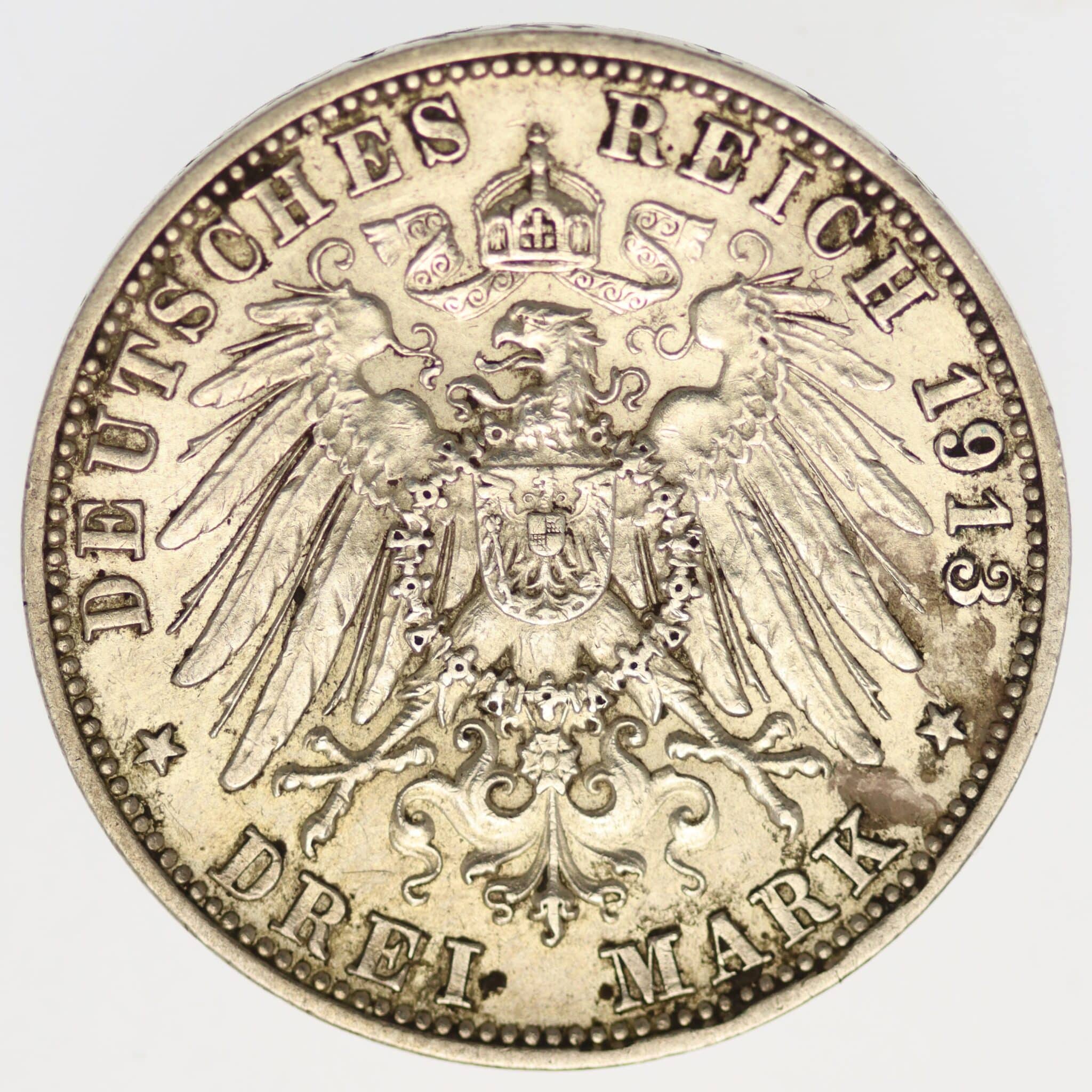 deutsches-kaiserreich-ab-1871-deutsche-silbermuenzen - Sachsen Meiningen Georg II. 3 Mark 1913 D