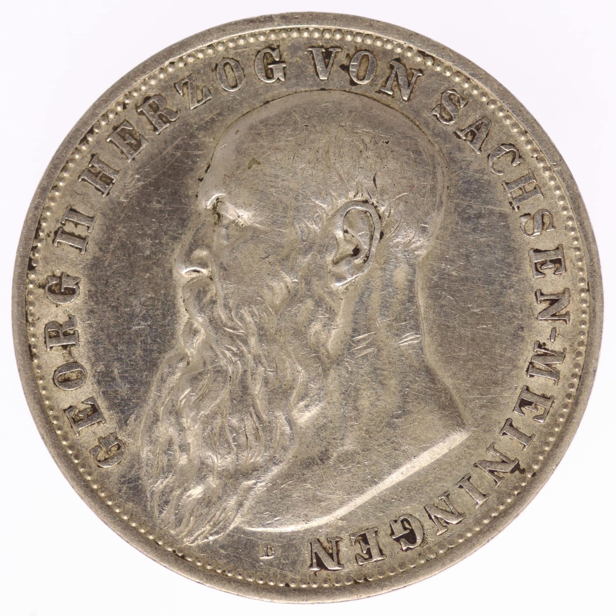 deutsches-kaiserreich-ab-1871-deutsche-silbermuenzen - Sachsen Meiningen Georg II. 3 Mark 1913 D