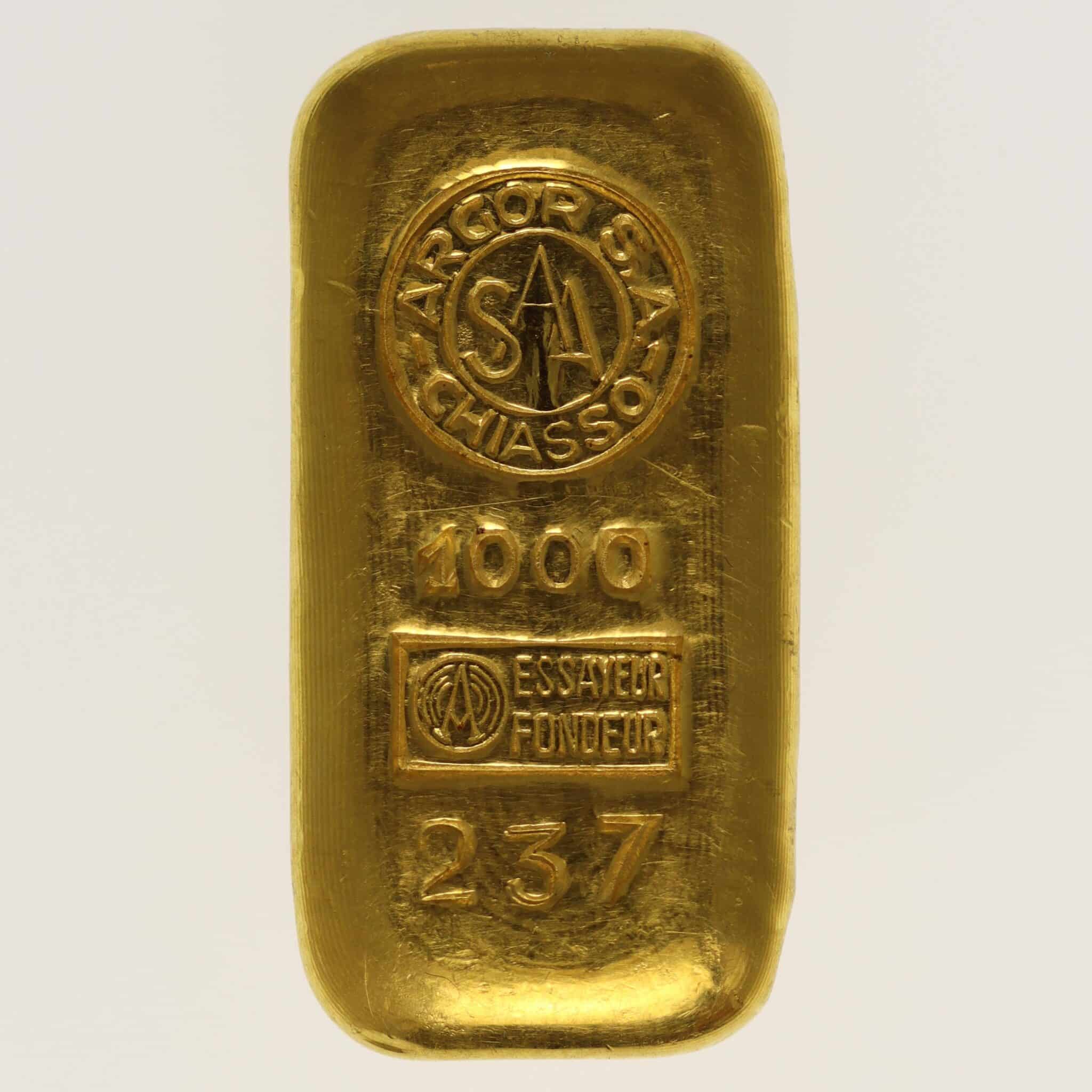 goldbarren - Goldbarren 100 Gramm Schweiz Argor S.A. Chiasso