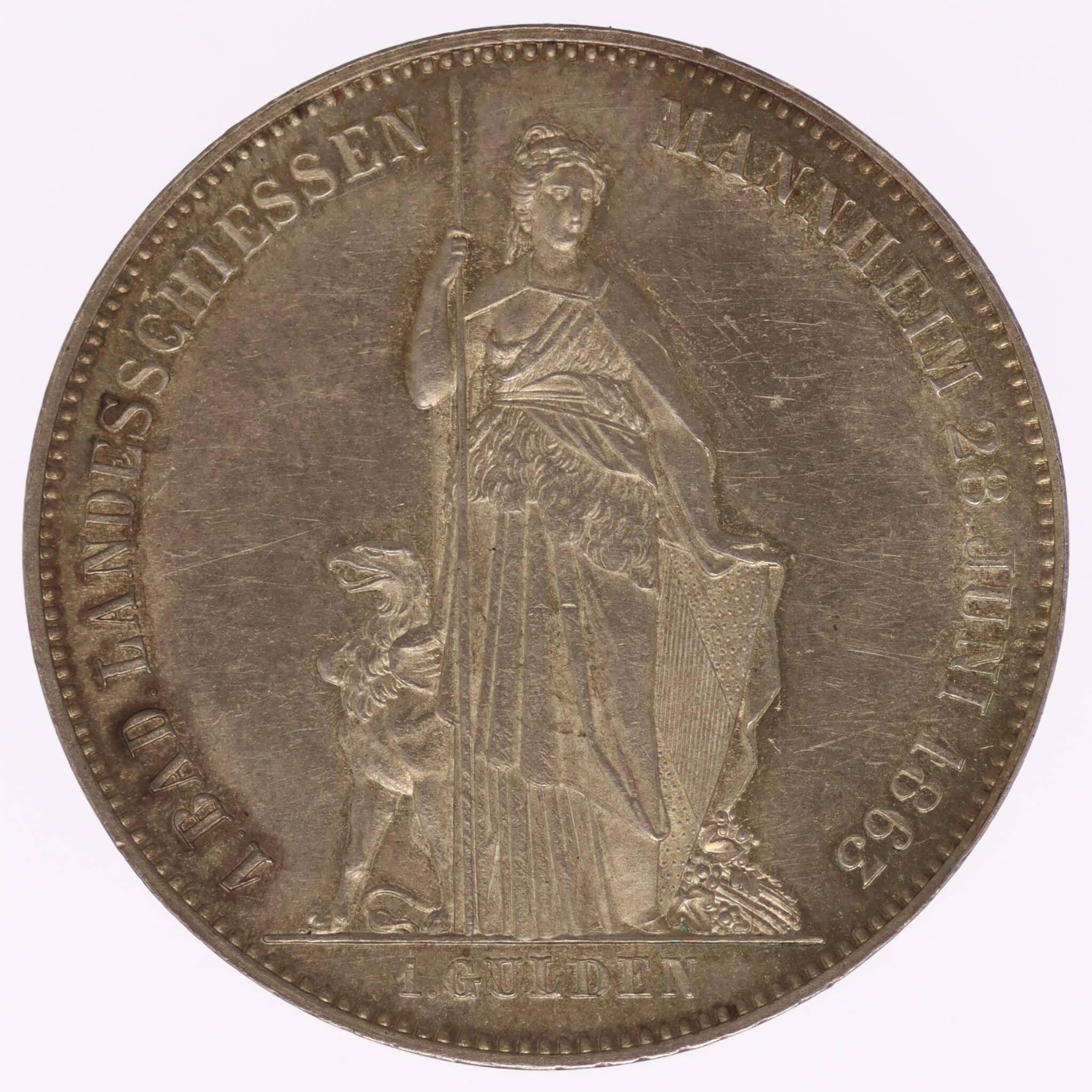altdeutschland-deutsche-silbermuenzen - Baden Durlach Friedrich I. Gulden 1863