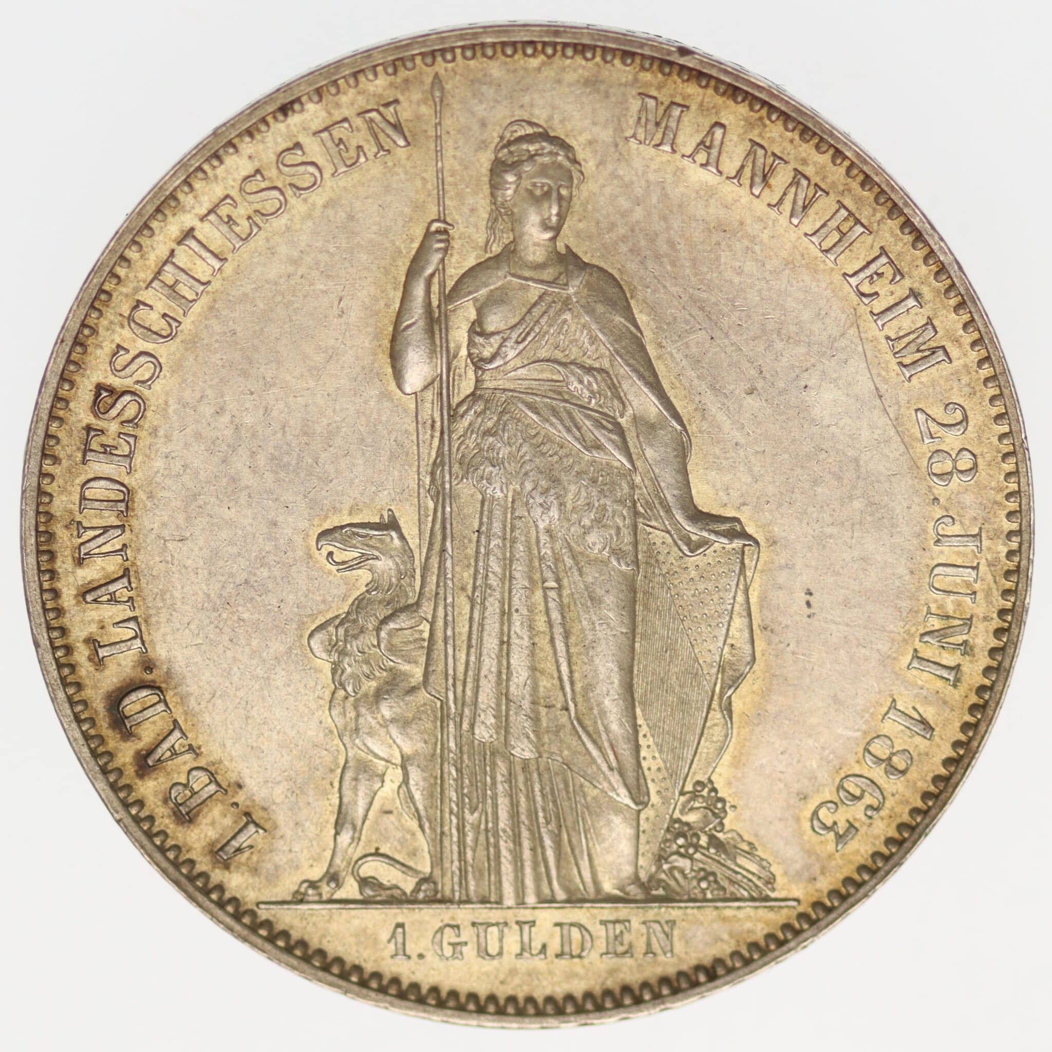 altdeutschland-deutsche-silbermuenzen - Baden Durlach Friedrich I. Gulden 1863