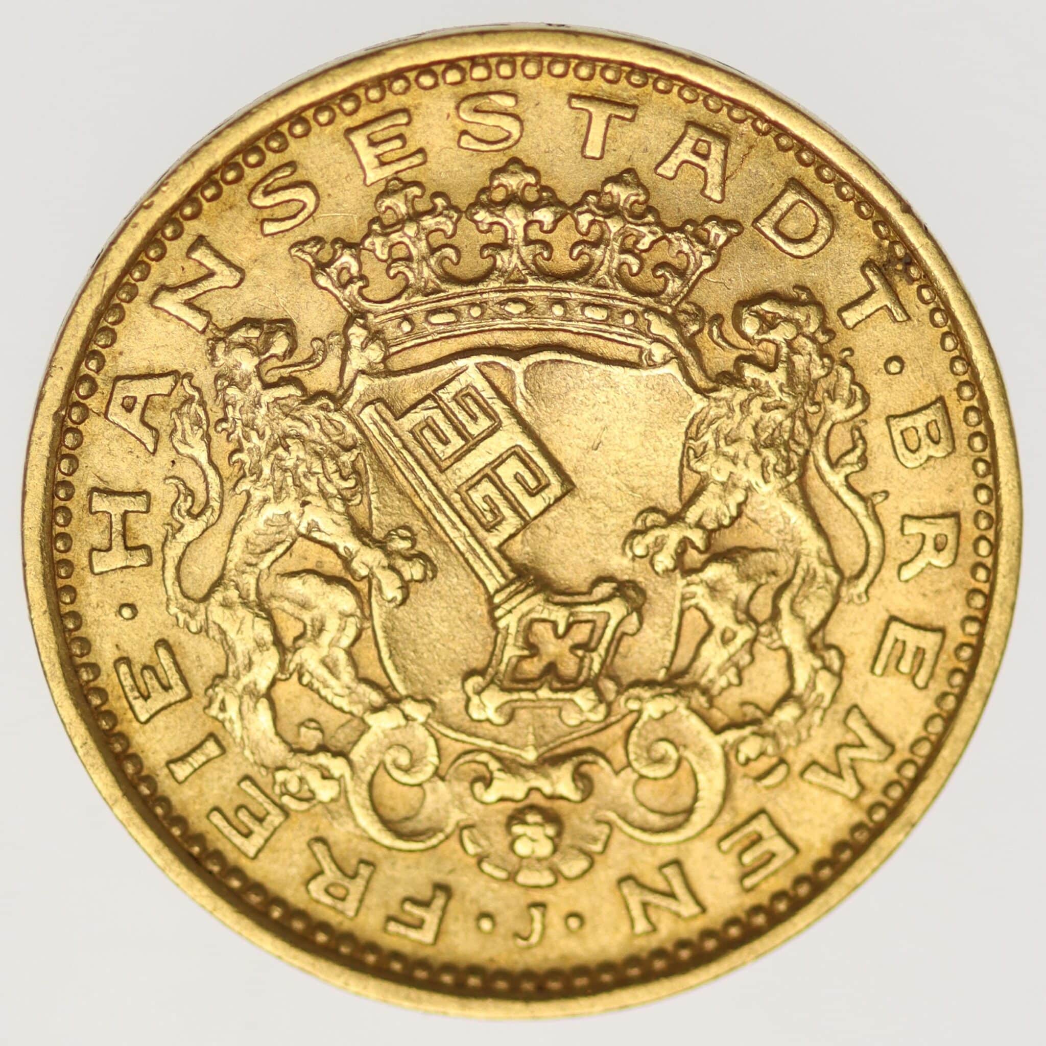 deutsches-kaiserreich-ab-1871 - Bremen Stadtwappen 10 Mark 1907