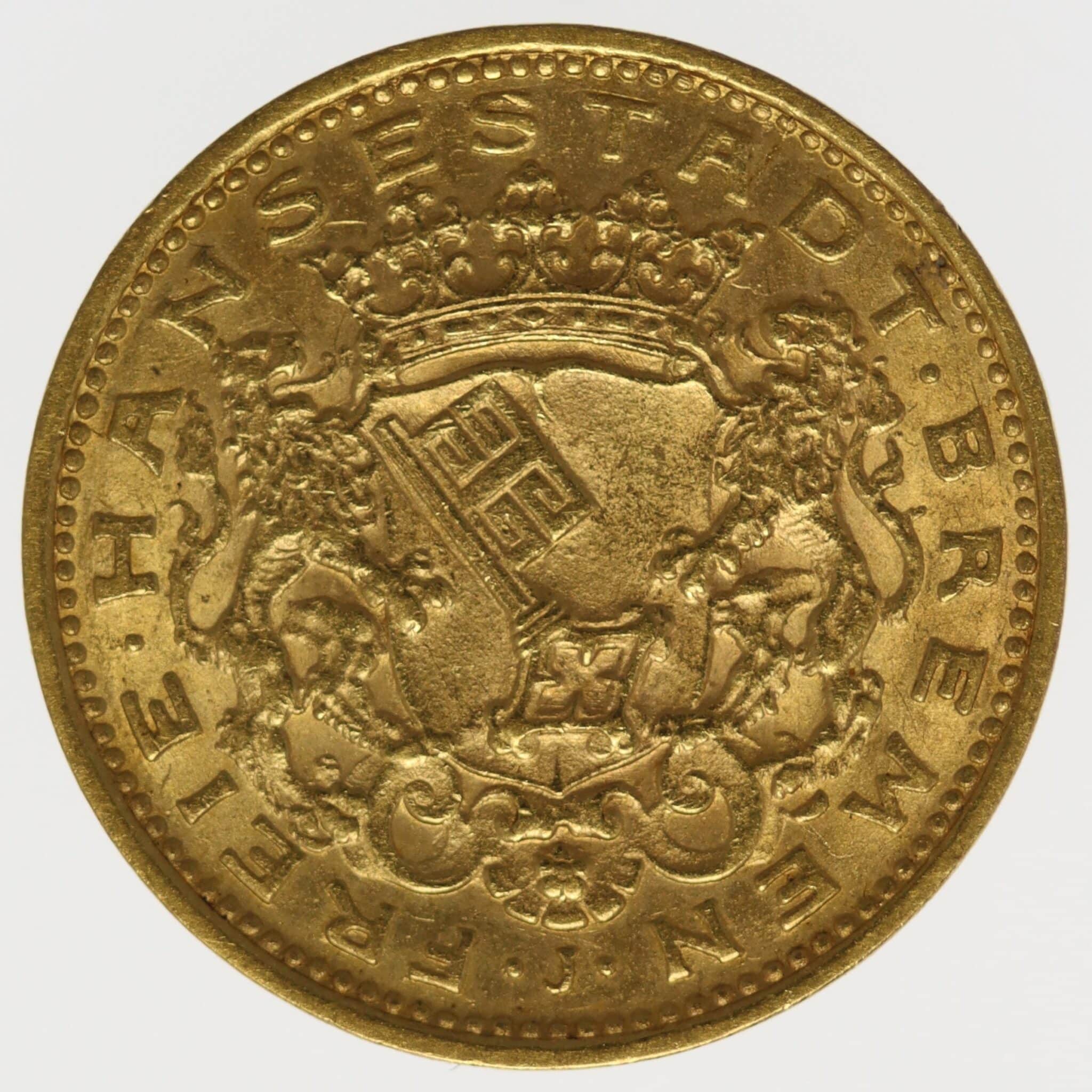 deutsches-kaiserreich-ab-1871 - Bremen Stadtwappen 10 Mark 1907