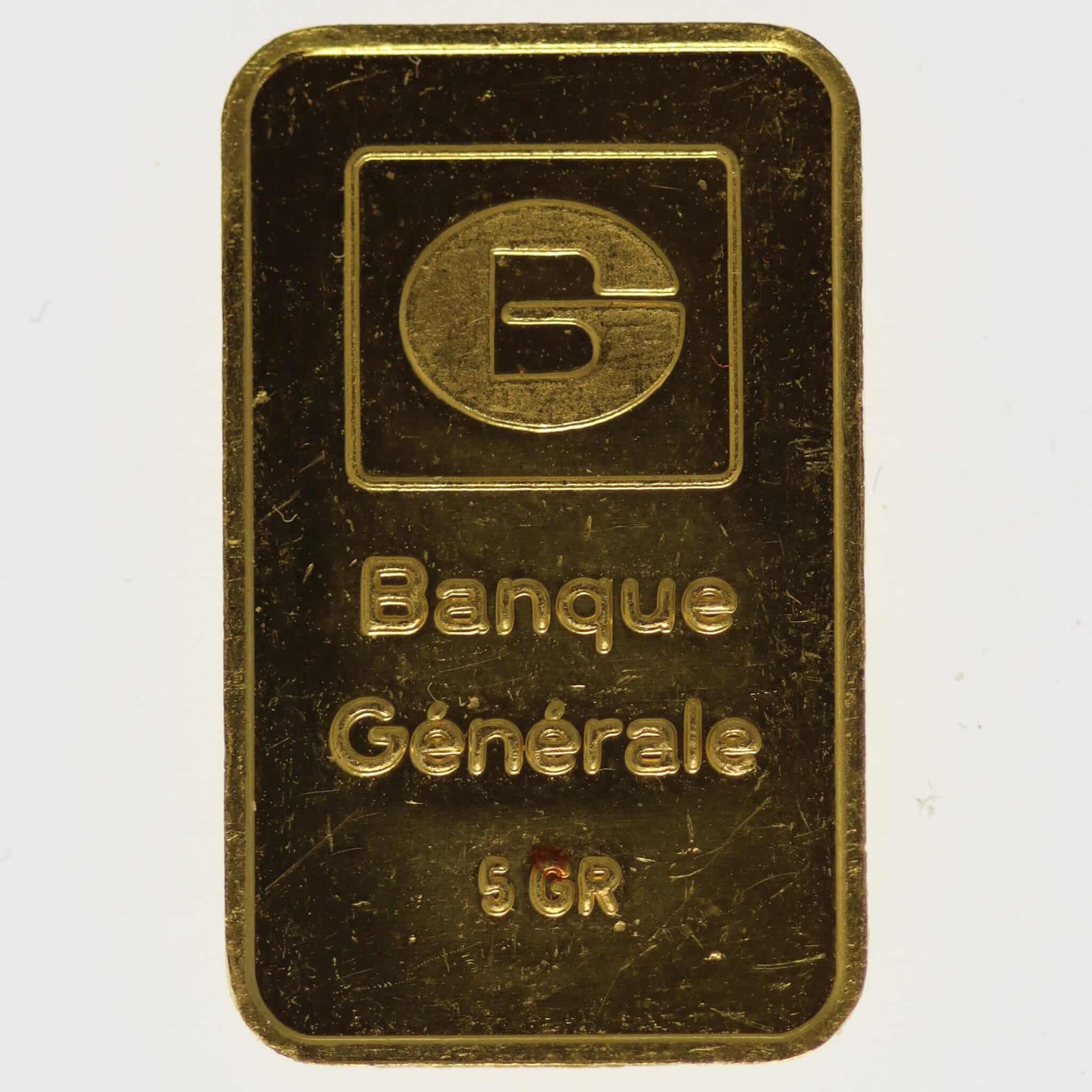 goldbarren - Goldbarren 5 Gramm Johnson Matthey & Pauwels für Banque Generale