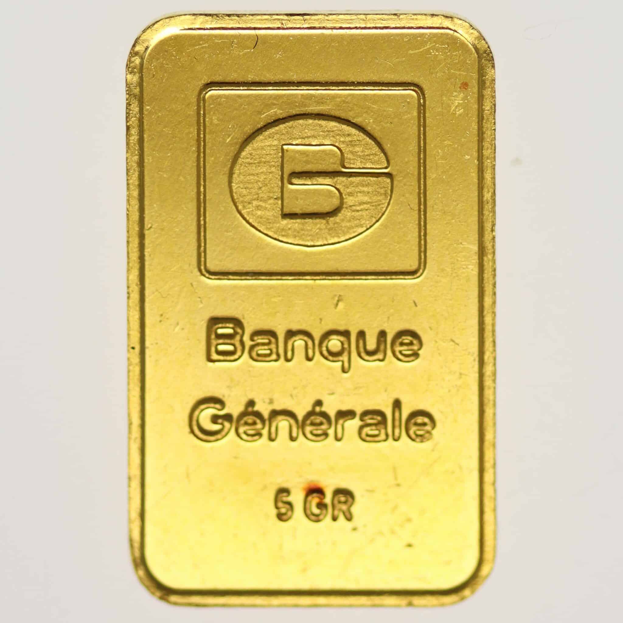 goldbarren - Goldbarren 5 Gramm Johnson Matthey & Pauwels für Banque Generale