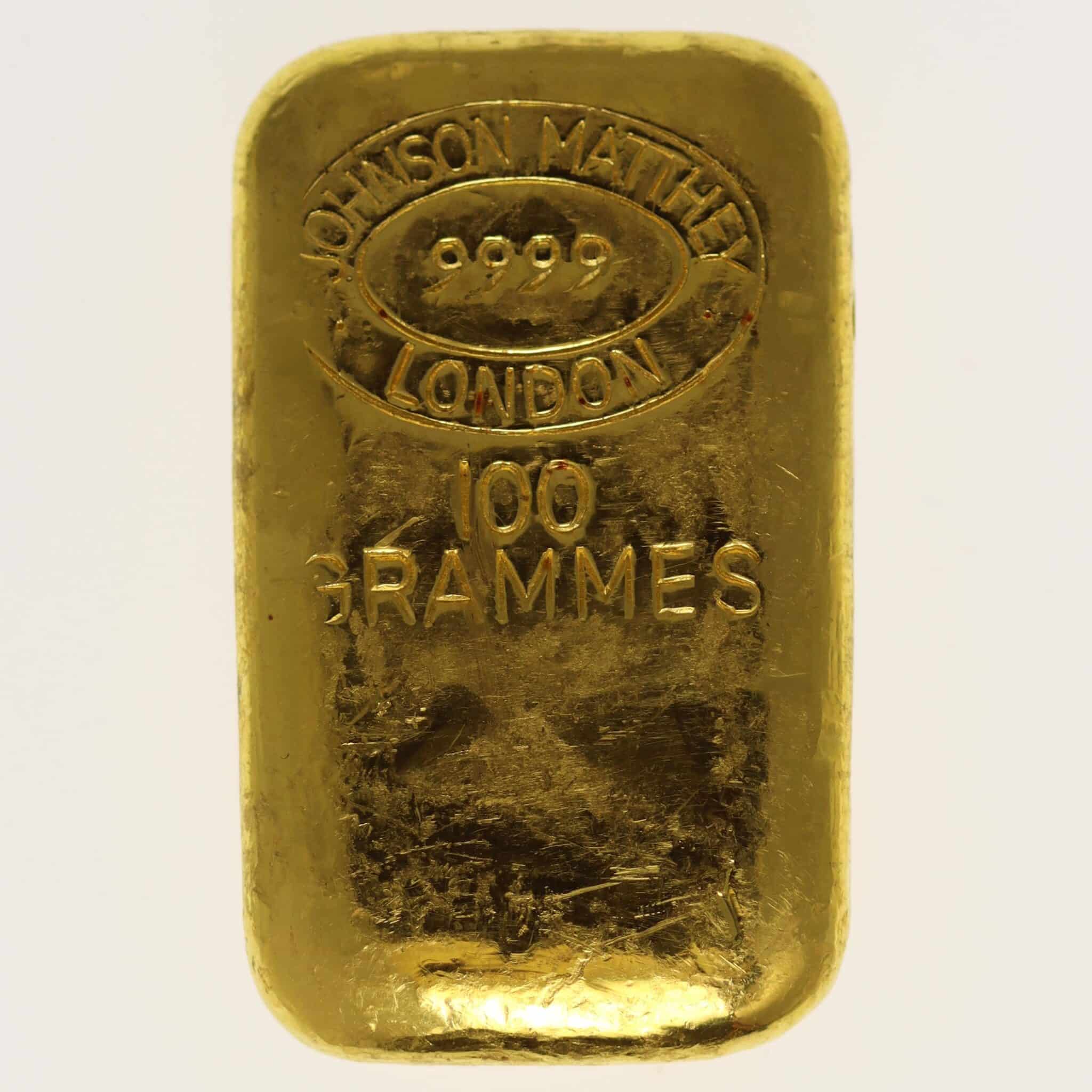 goldbarren - Goldbarren 100 Gramm Johnson Matthey