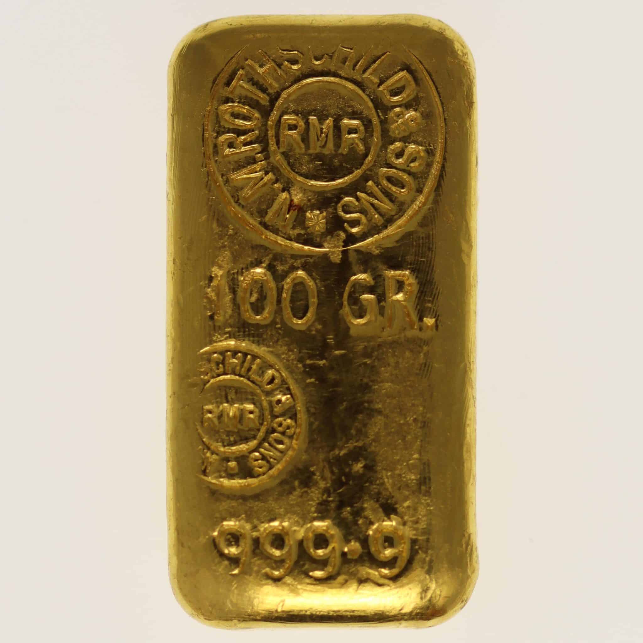 goldbarren - Goldbarren 100 Gramm Großbritannien N.M. Rothschild & Sons Limited
