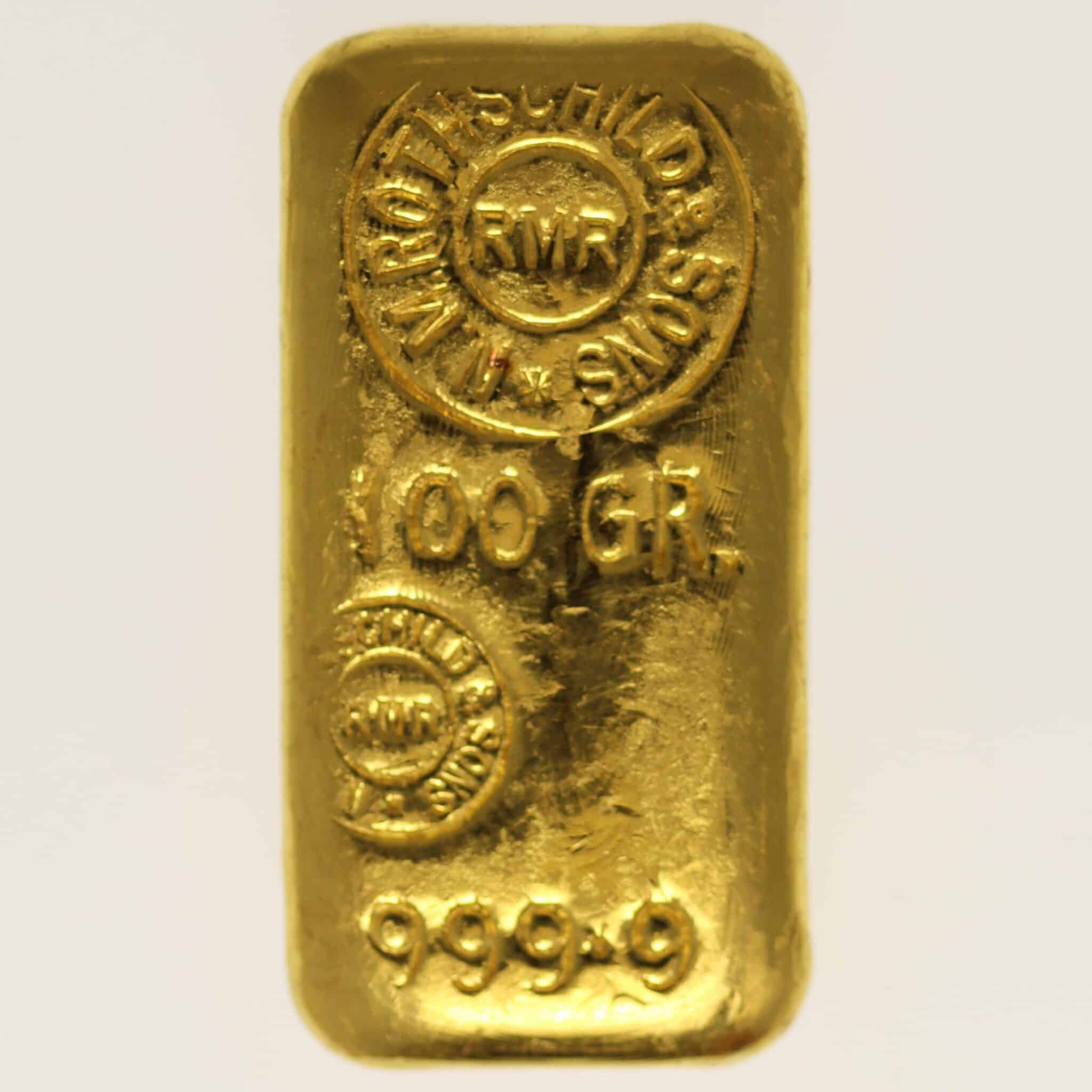 goldbarren - Goldbarren 100 Gramm Großbritannien N.M. Rothschild & Sons Limited