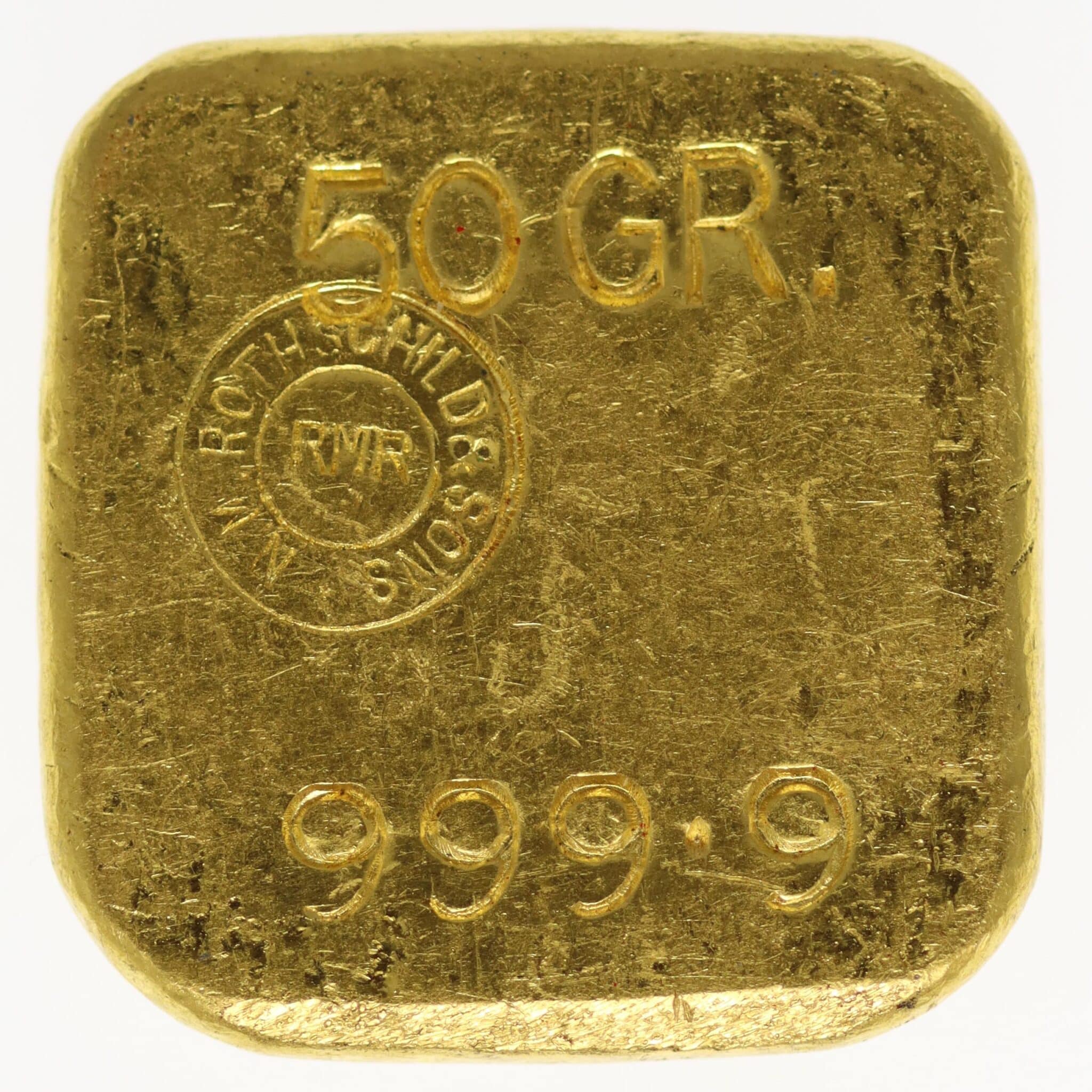 goldbarren - Goldbarren 50 Gramm Großbritannien N.M. Rothschild & Sons Limited