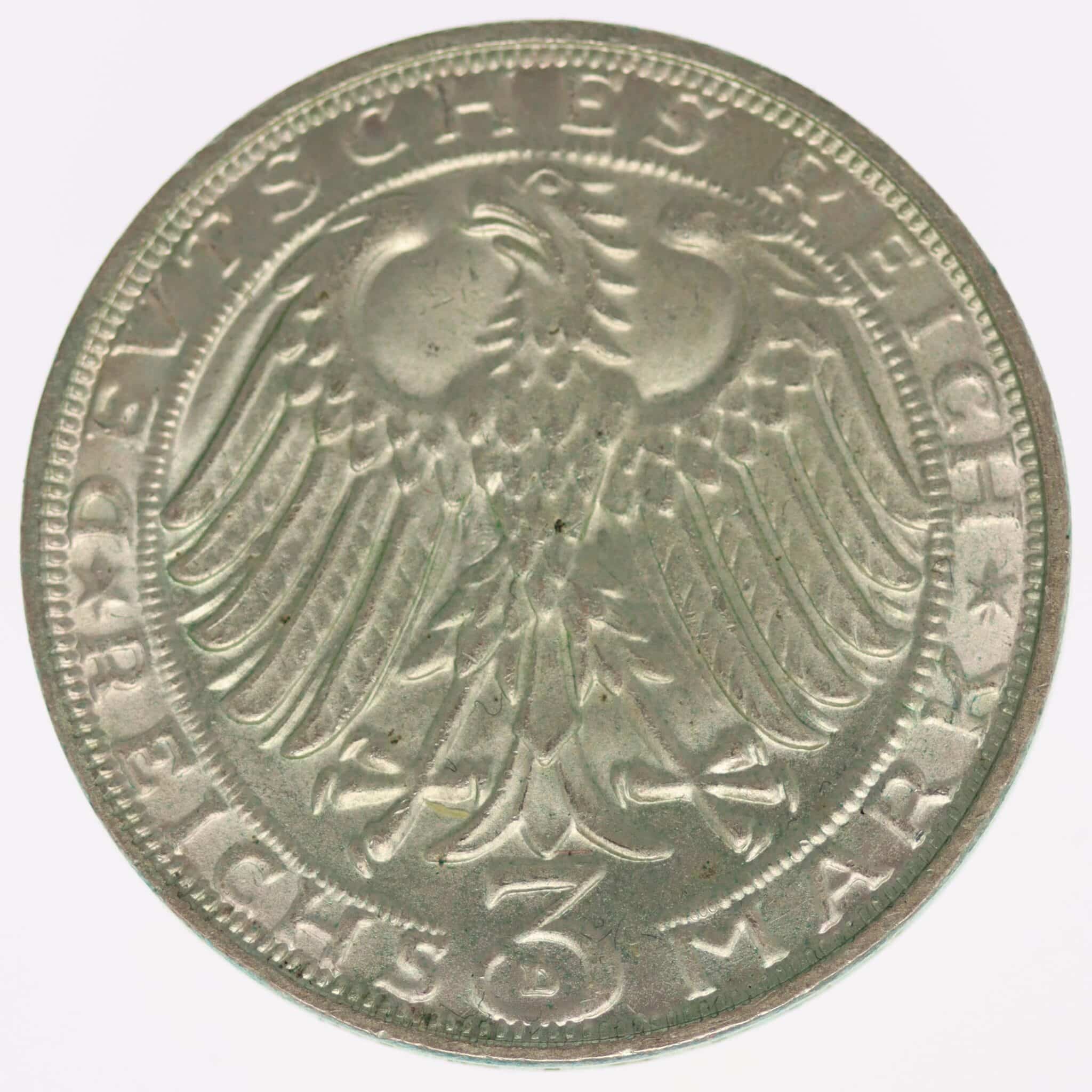 weimarer-republik-deutsche-silbermuenzen - Weimarer Republik 3 Reichsmark 1928 Dürer
