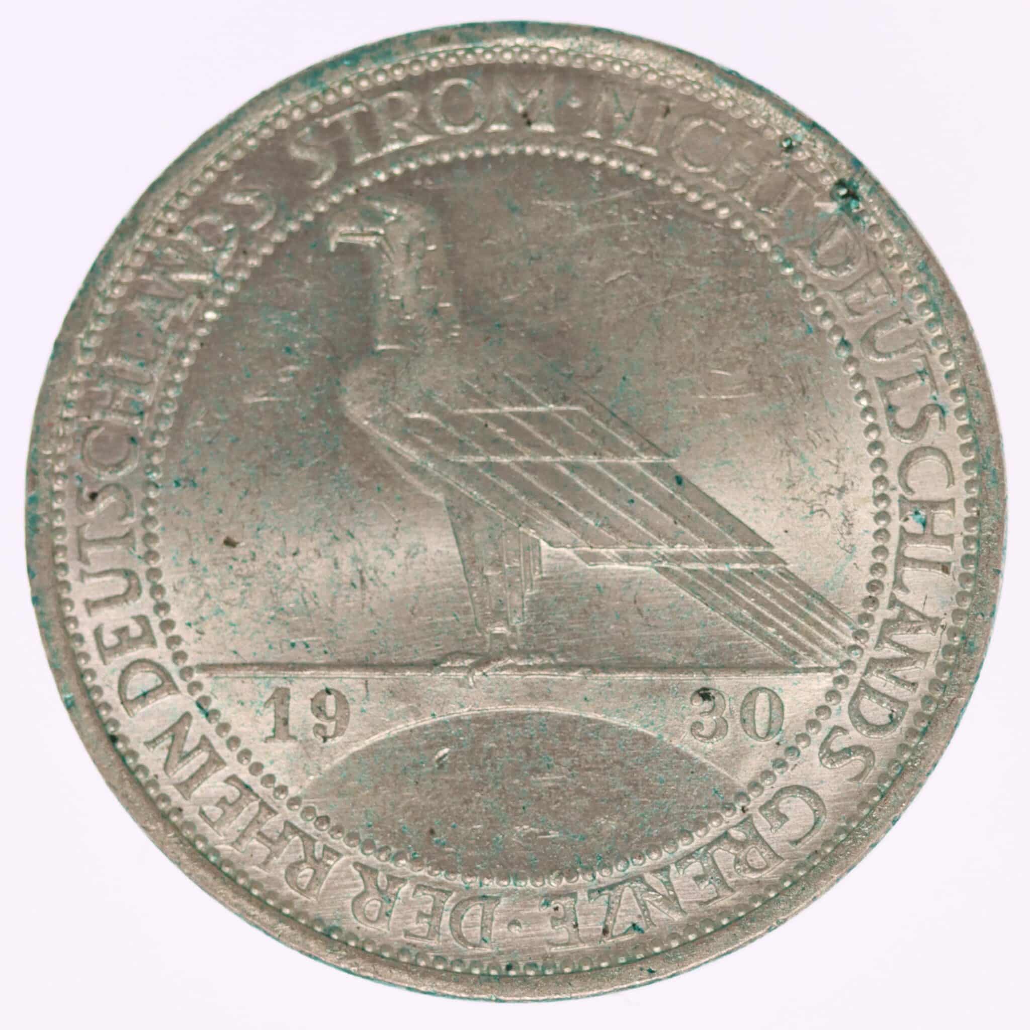 weimarer-republik-deutsche-silbermuenzen - Weimarer Republik 3 Reichsmark 1930 A Rheinlandräumung