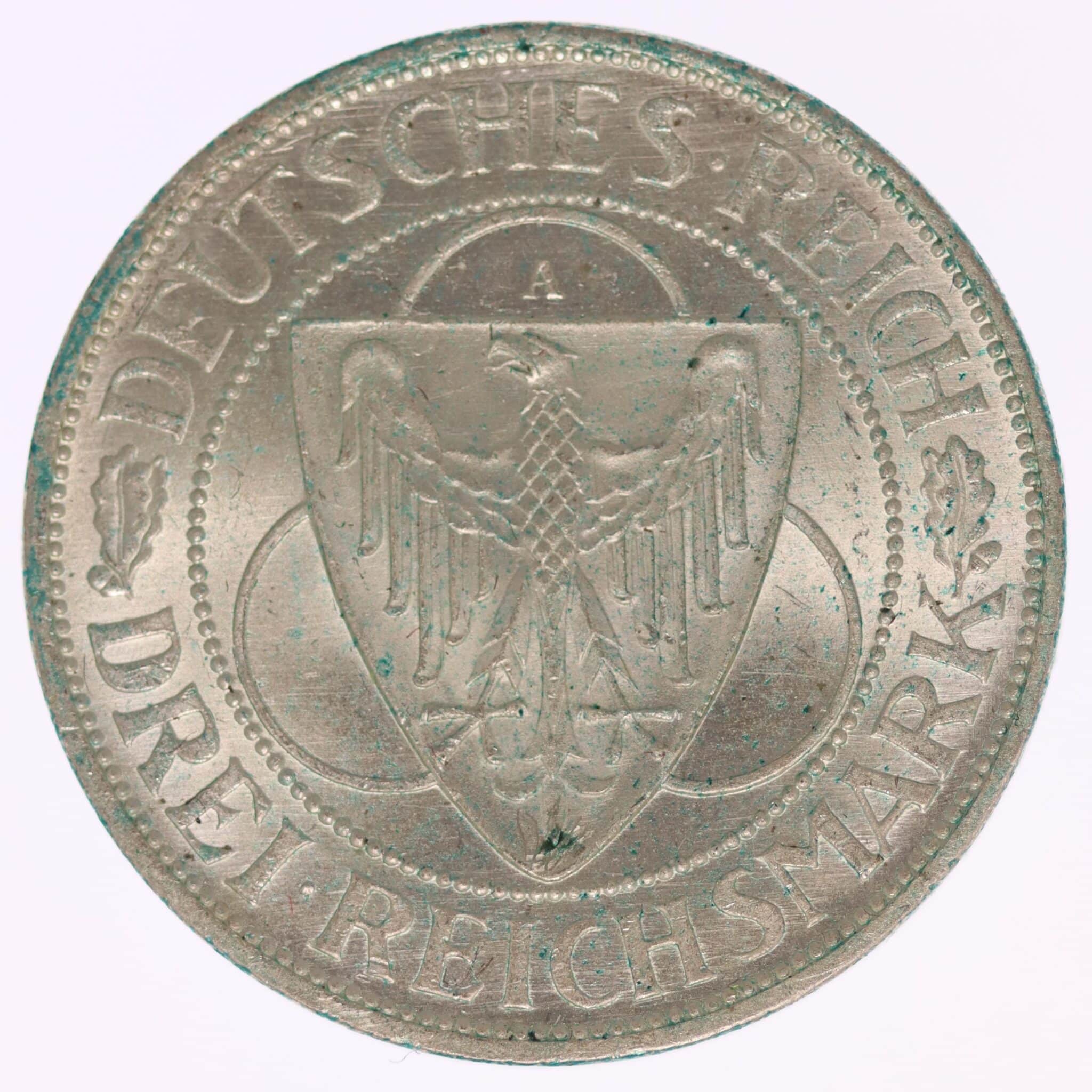weimarer-republik-deutsche-silbermuenzen - Weimarer Republik 3 Reichsmark 1930 A Rheinlandräumung