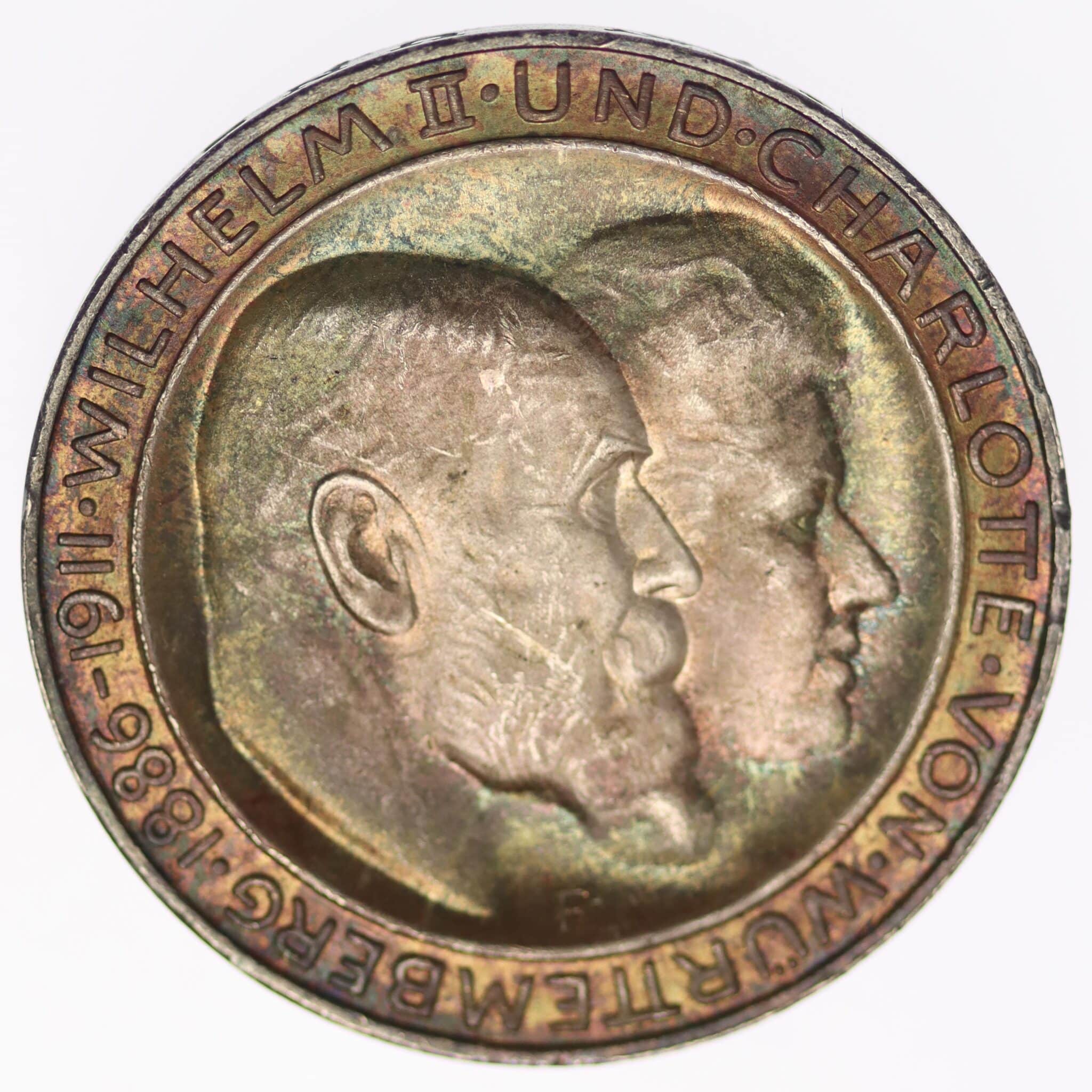 deutsches-kaiserreich-ab-1871-deutsche-silbermuenzen - Württemberg Wilhelm II. 3 Mark 1911