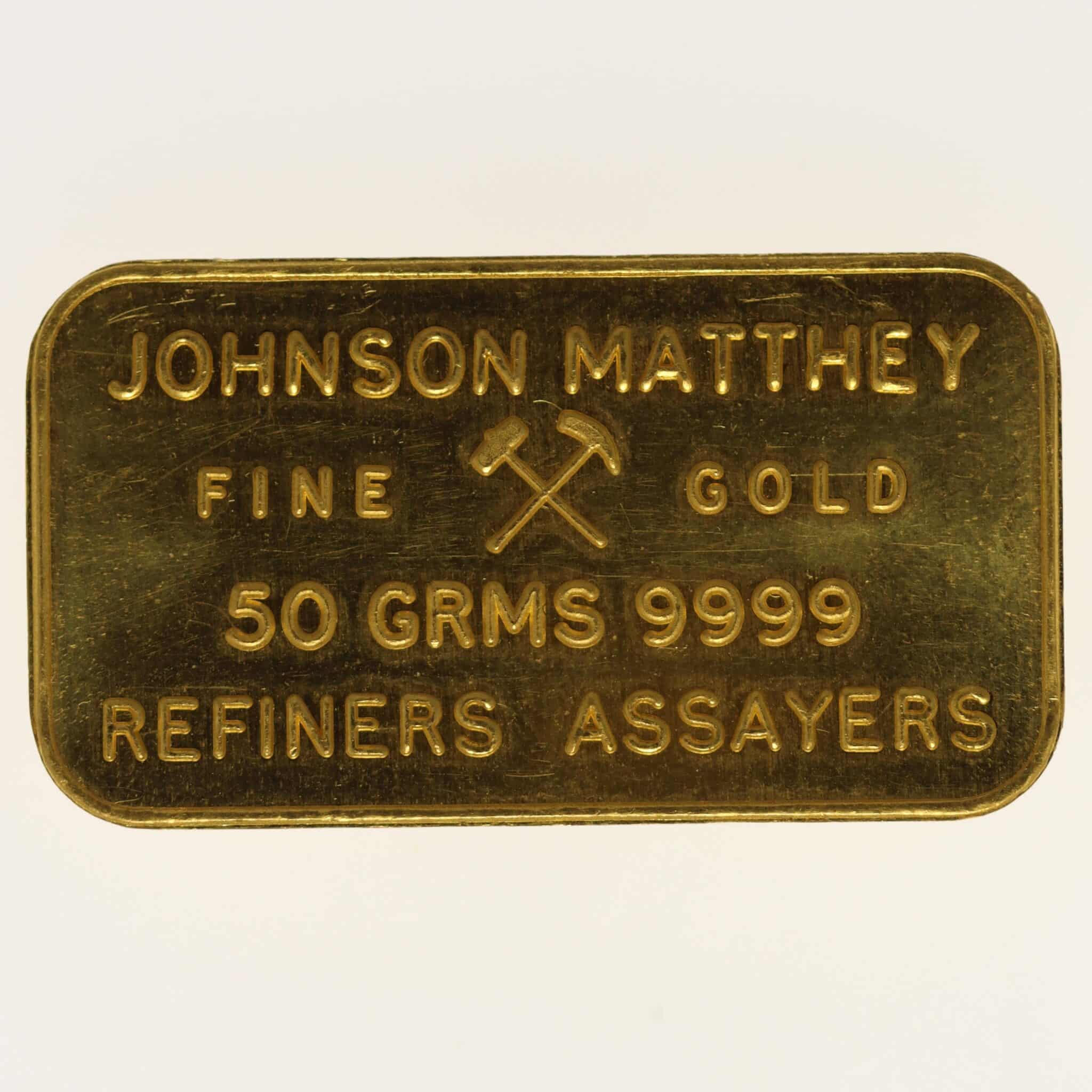 goldbarren - Goldbarren 50 Gramm Johnson Matthey