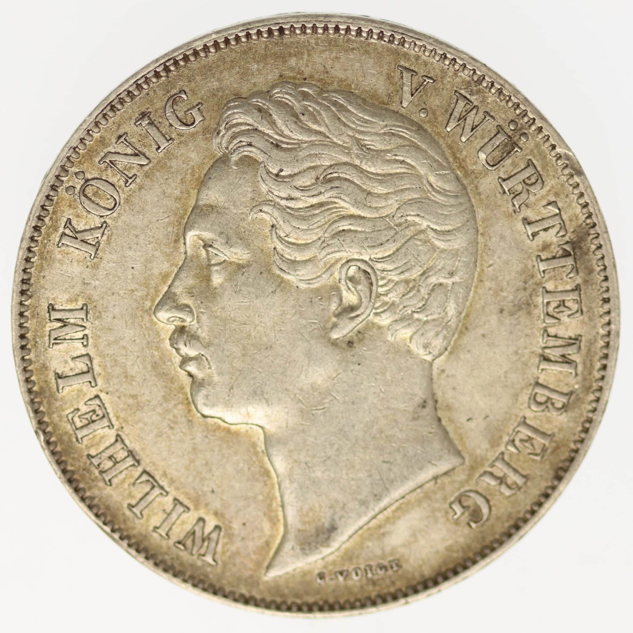 altdeutschland-deutsche-silbermuenzen - Württemberg Wilhelm I. 2 Gulden 1852