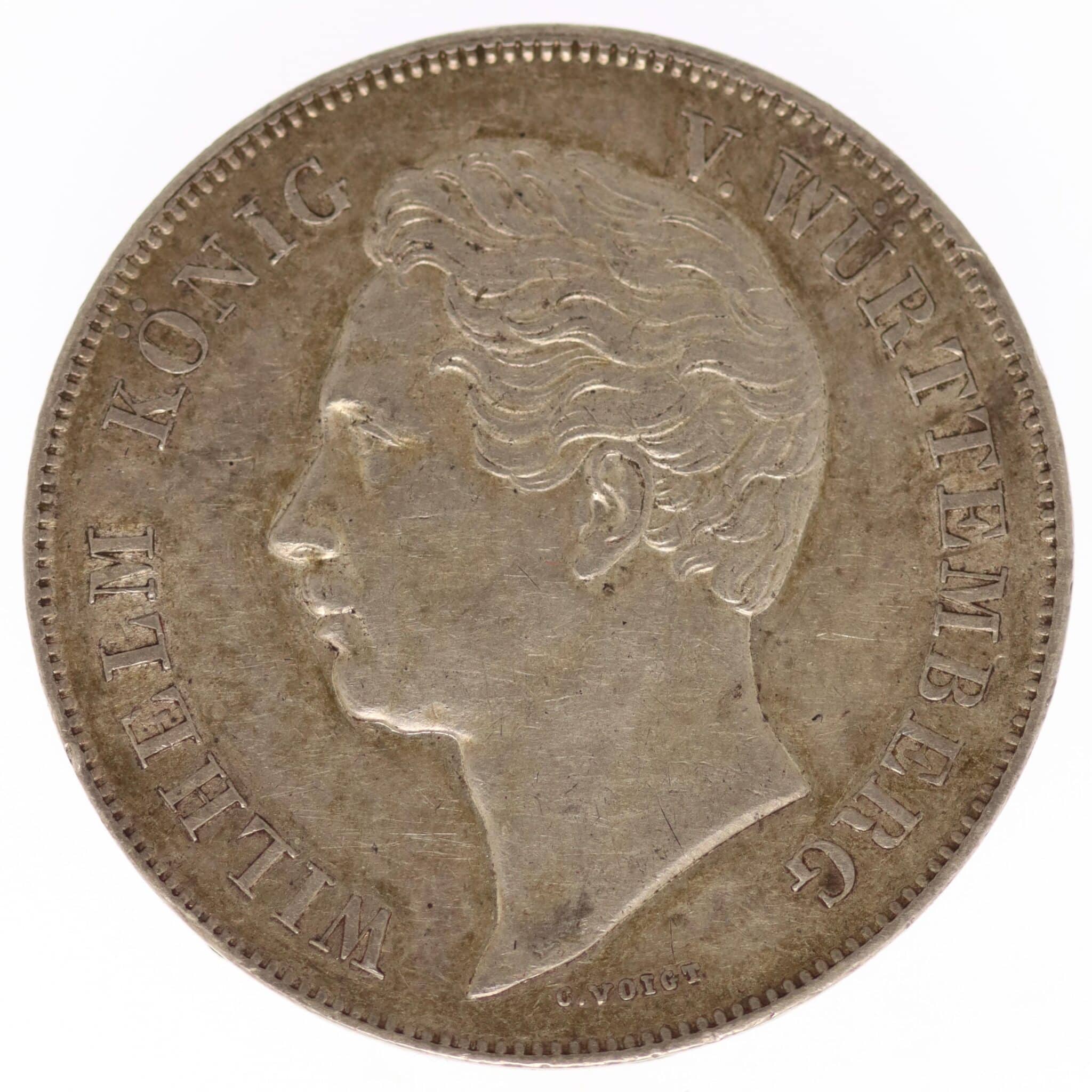 altdeutschland-deutsche-silbermuenzen - Württemberg Wilhelm I. 2 Gulden 1852