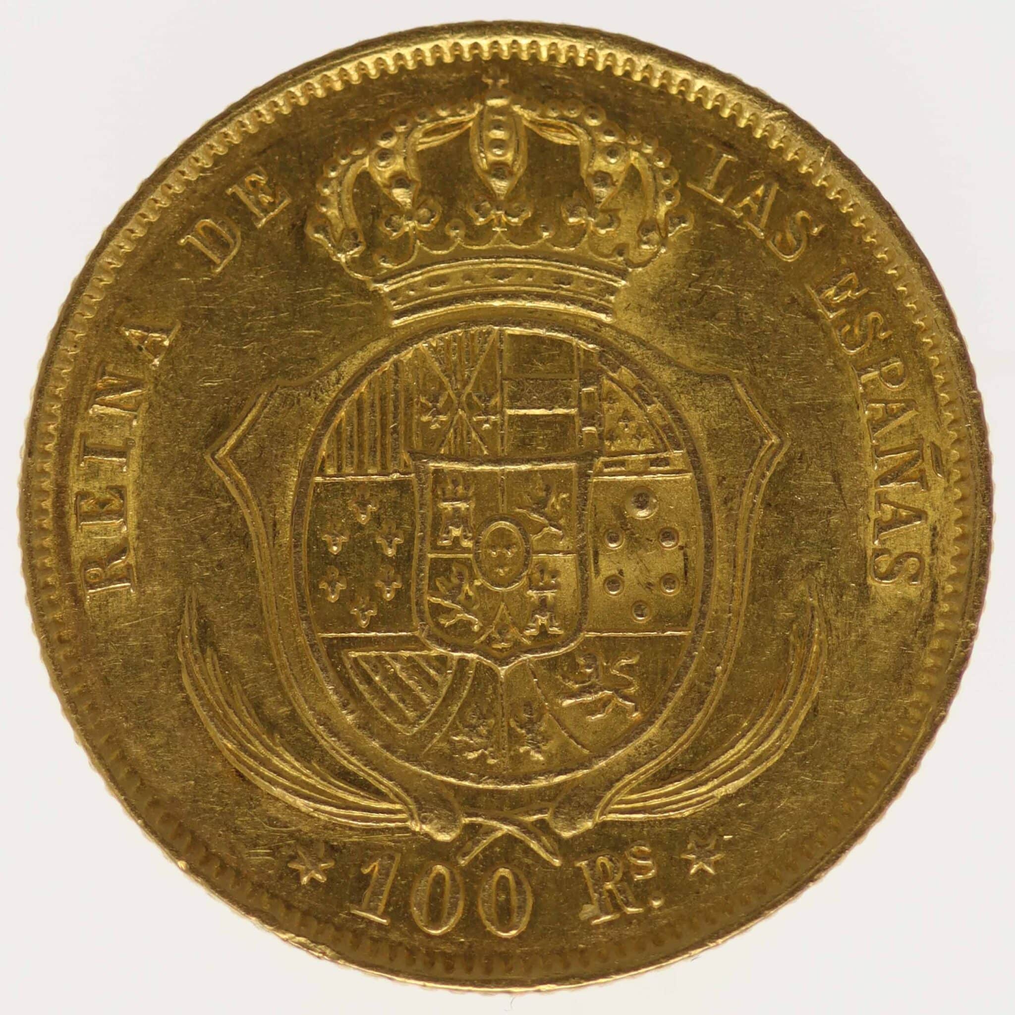 Spanien Isabella II. 100 Reales 1860 spanien - Spanien Isabella II. 100 Reales 1860