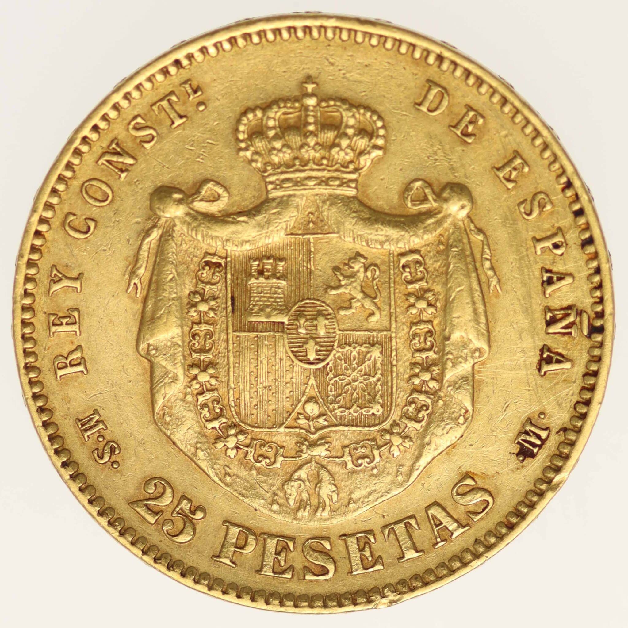 Spanien Alfonso XII. 25 Pesetas 1880 / 18-80 spanien - Spanien Alfonso XII. 25 Pesetas 1880 / 18-80