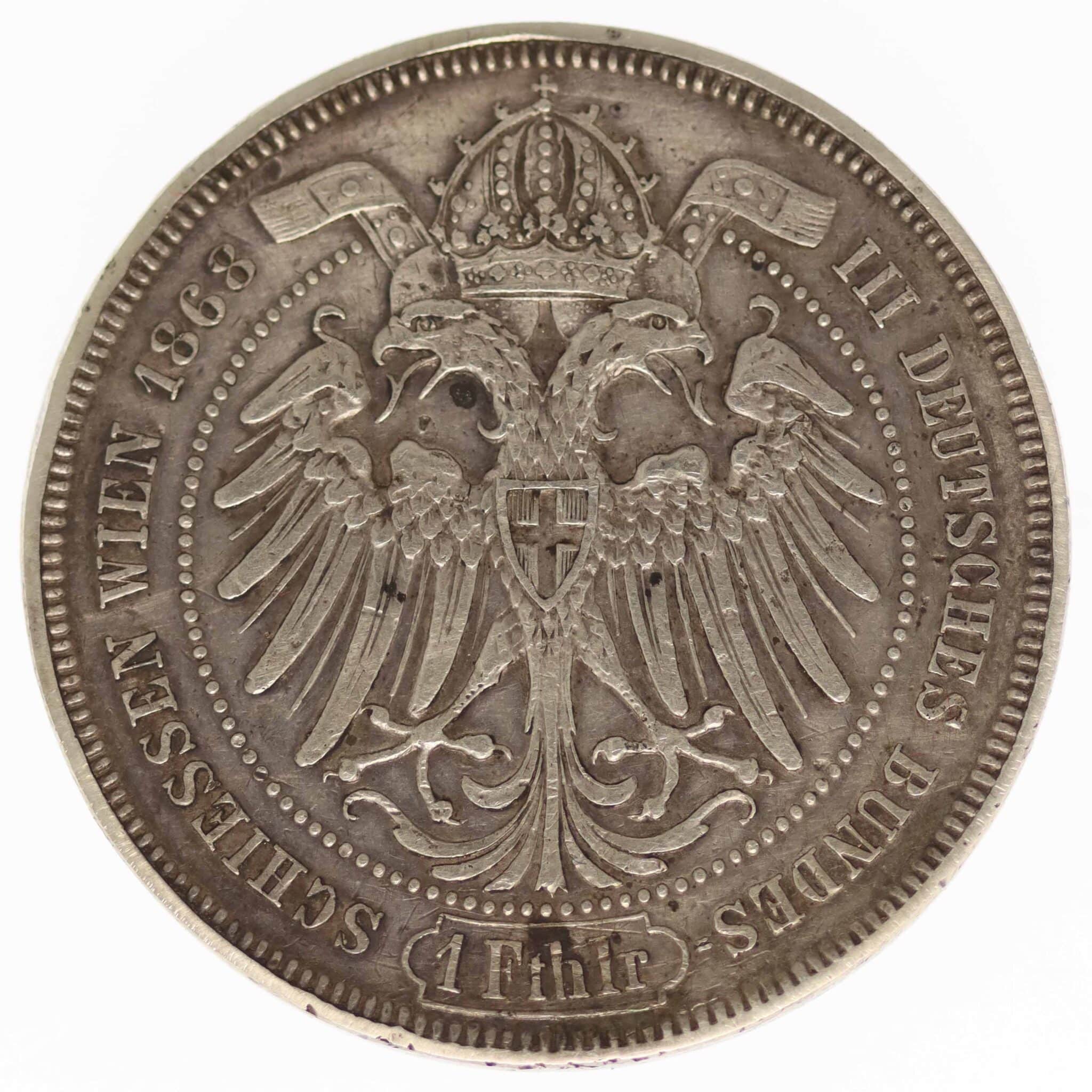 Österreich Kaiserreich Franz Joseph I. Feinthaler 1868 oesterreich-silbermuenzen-uebriges-europa - Österreich Kaiserreich Franz Joseph I. Feinthaler 1868