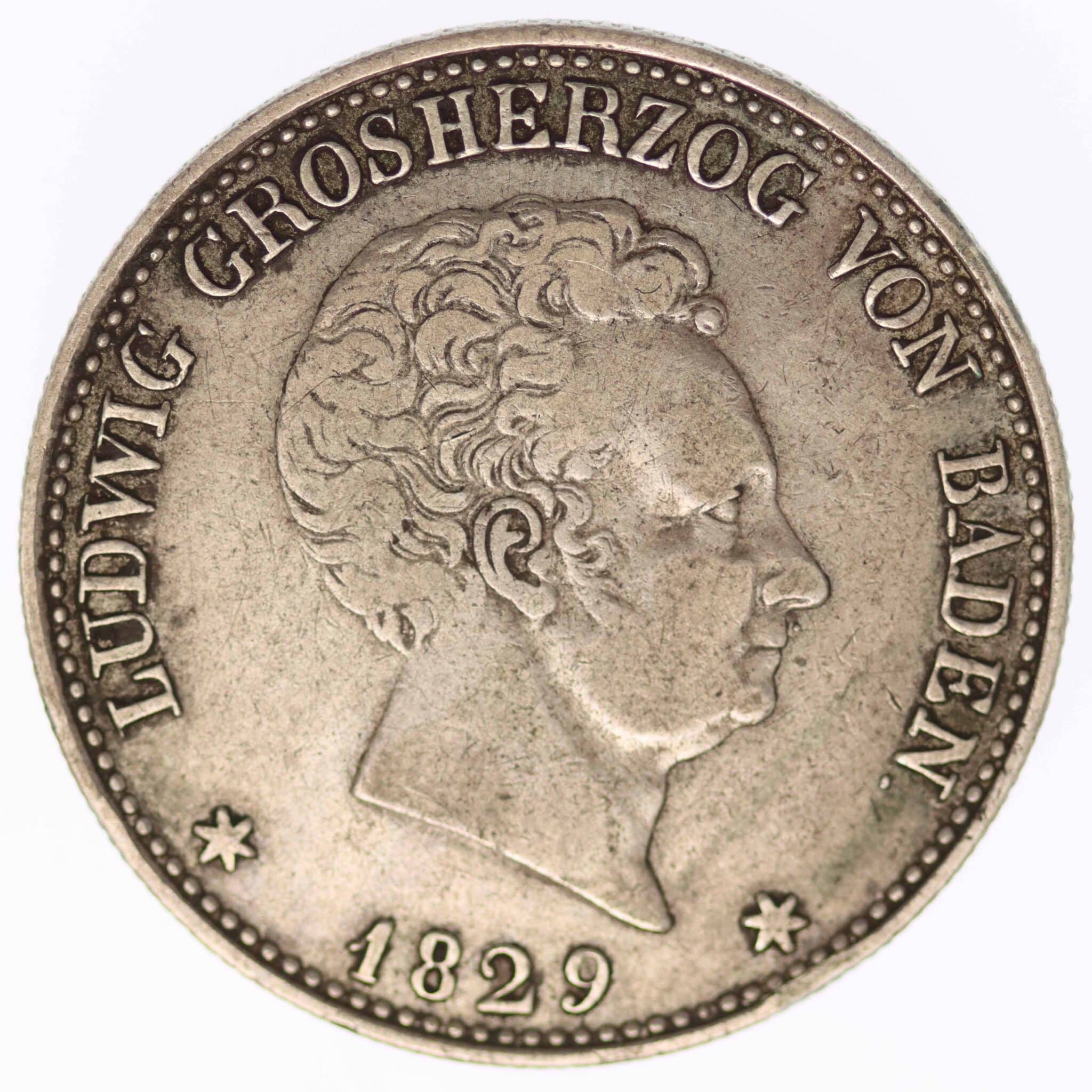 Baden Ludwig I. Taler zu 100 Kreuzern 1829 altdeutschland-deutsche-silbermuenzen - Baden Ludwig I. Taler zu 100 Kreuzern 1829