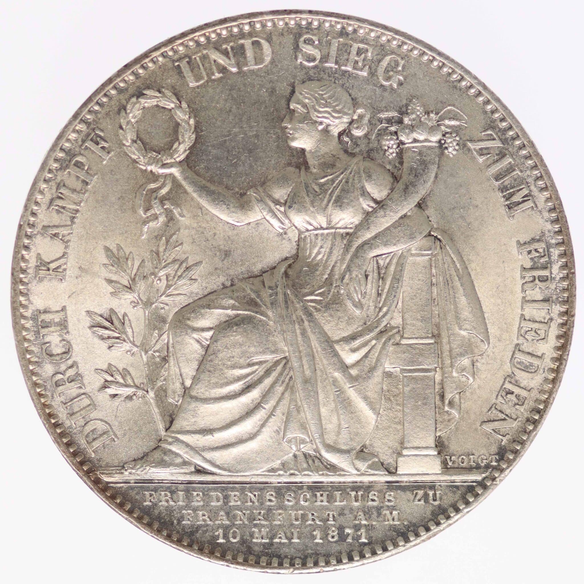 Bayern Ludwig II. Vereinstaler 1871 altdeutschland-deutsche-silbermuenzen - Bayern Ludwig II. Vereinstaler 1871