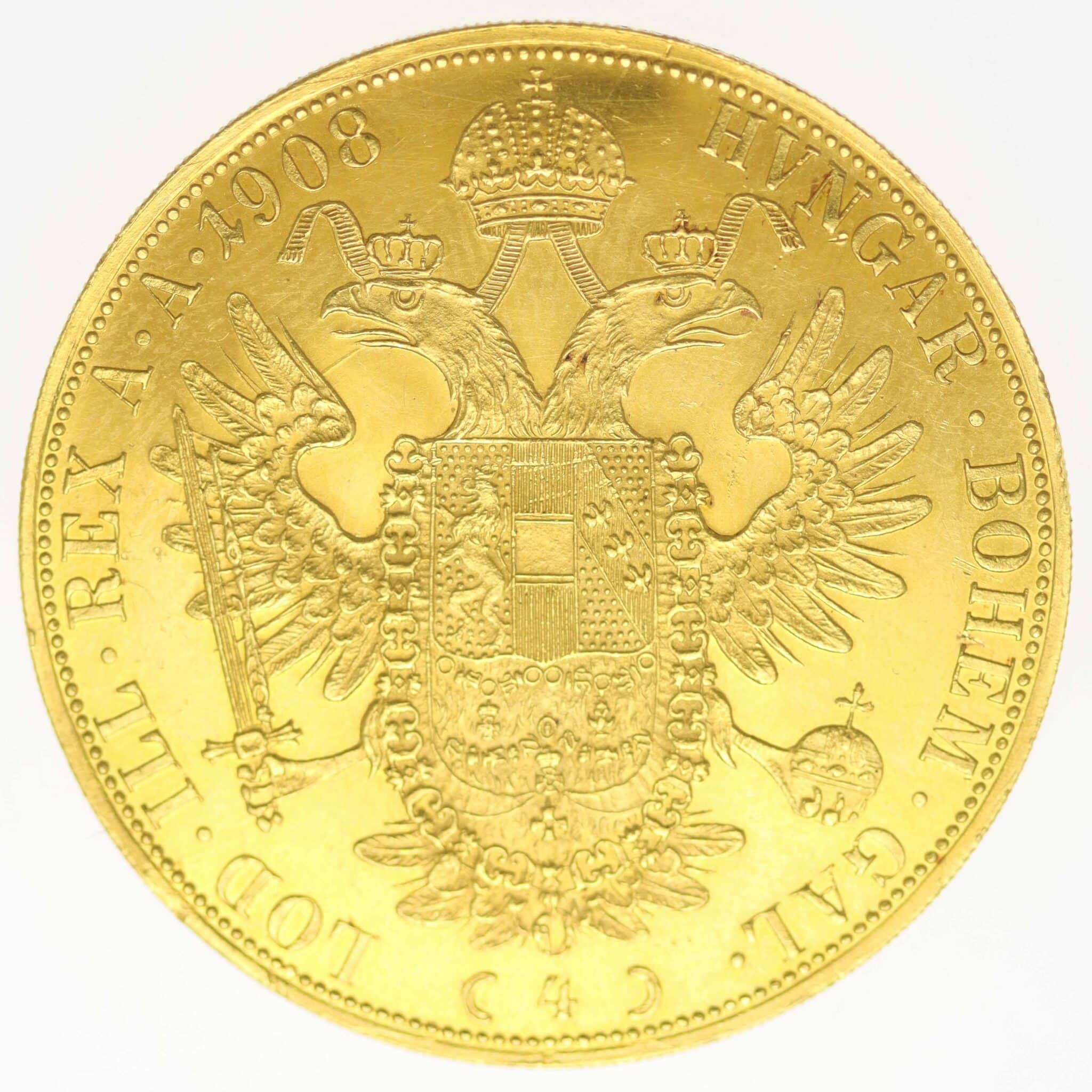 Österreich Kaiserreich Franz Joseph I. 4 Dukaten 1908 oesterreich - Österreich Kaiserreich Franz Joseph I. 4 Dukaten 1908