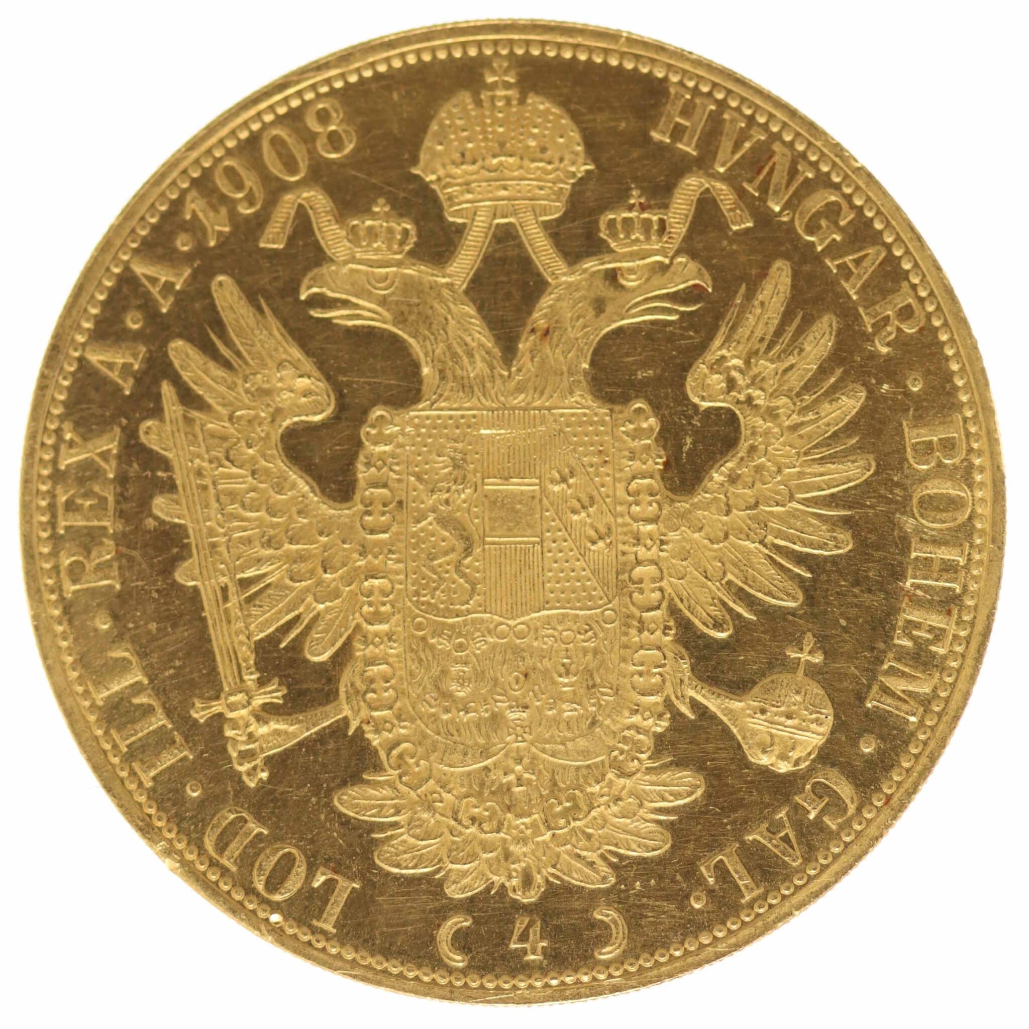 Österreich Kaiserreich Franz Joseph I. 4 Dukaten 1908 oesterreich - Österreich Kaiserreich Franz Joseph I. 4 Dukaten 1908